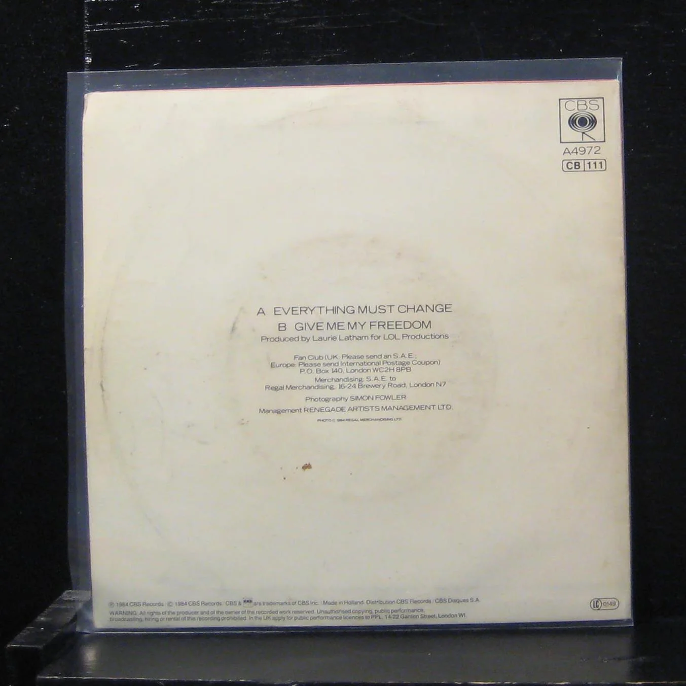 Paul Young - Everything Must Change 7" Mint- CBSA 4972 Netherlands Vinyl 45 - Image 2