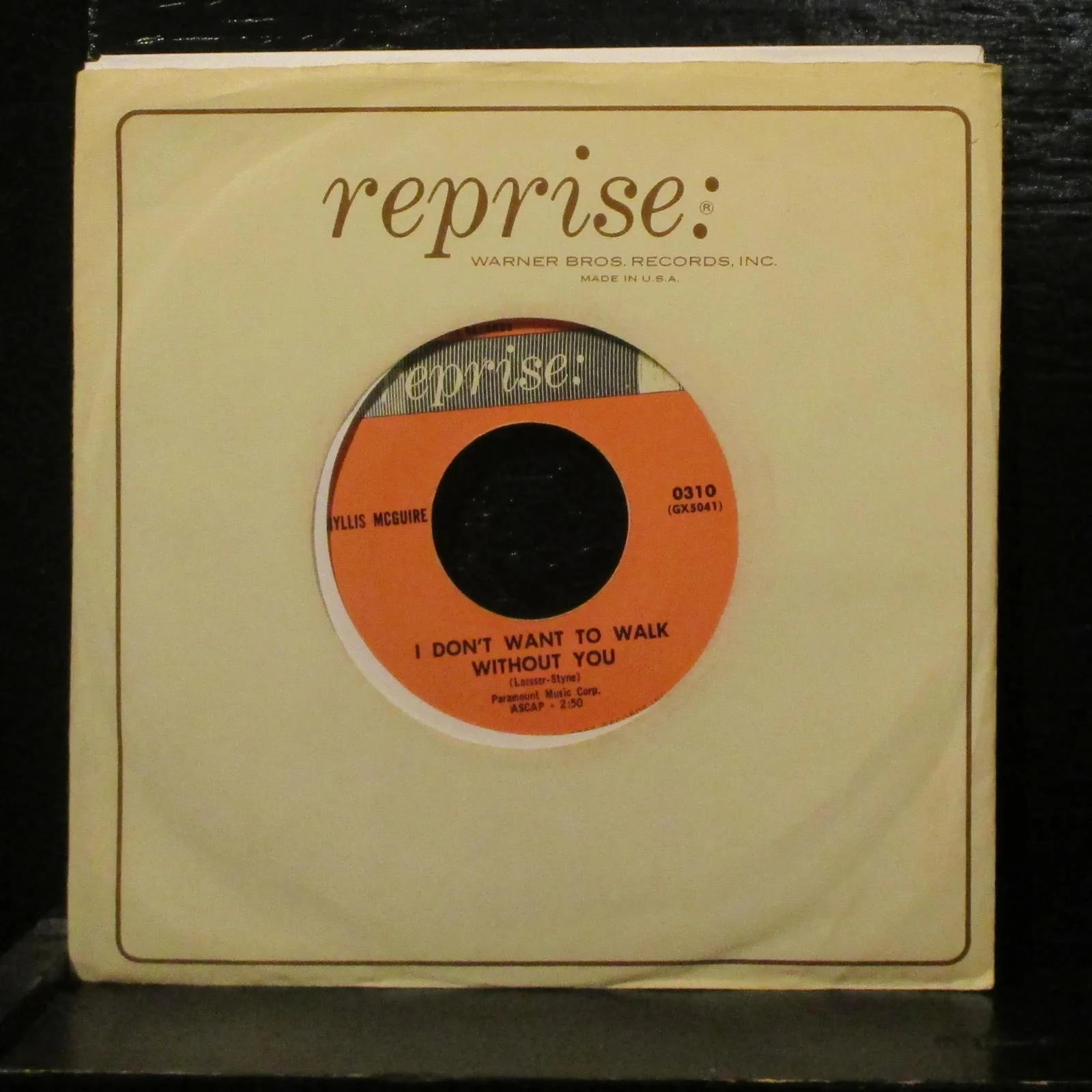 Phyllis McGuireI Don't Want To Walk Without You 7" 45 Reprise 0310 1st Press