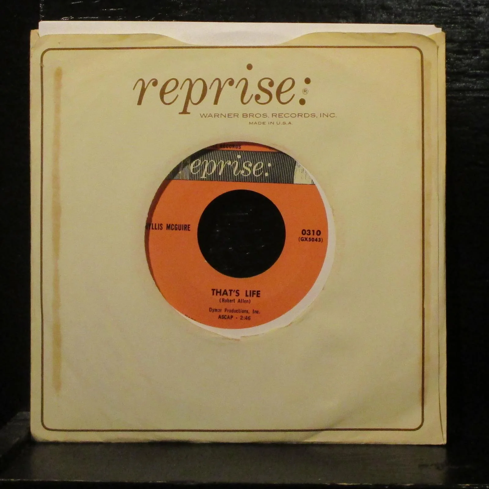 Phyllis McGuireI Don't Want To Walk Without You 7" 45 Reprise 0310 1st Press - Image 2