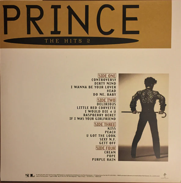 Prince - The Hits 2 (1993) - Mint- (vg cover) 2 LP Record 2024 NPG Paisley Park Vinyl - Synth-pop / Funk / Minneapolis Sound - Image 2