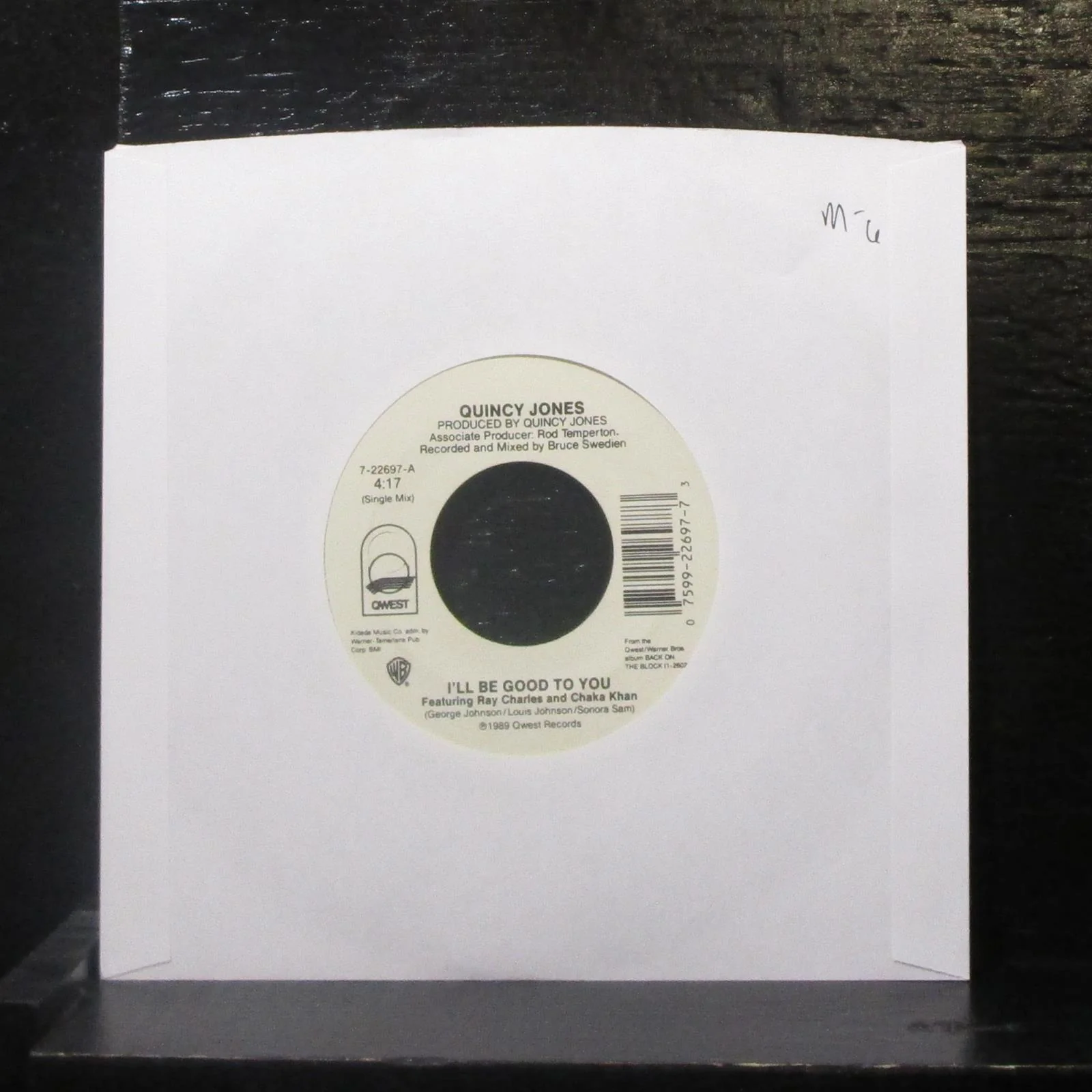 Quincy Jones - I'll Be Good To You 7" Mint- Vinyl 45 Qwest 7-22697 USA 1989