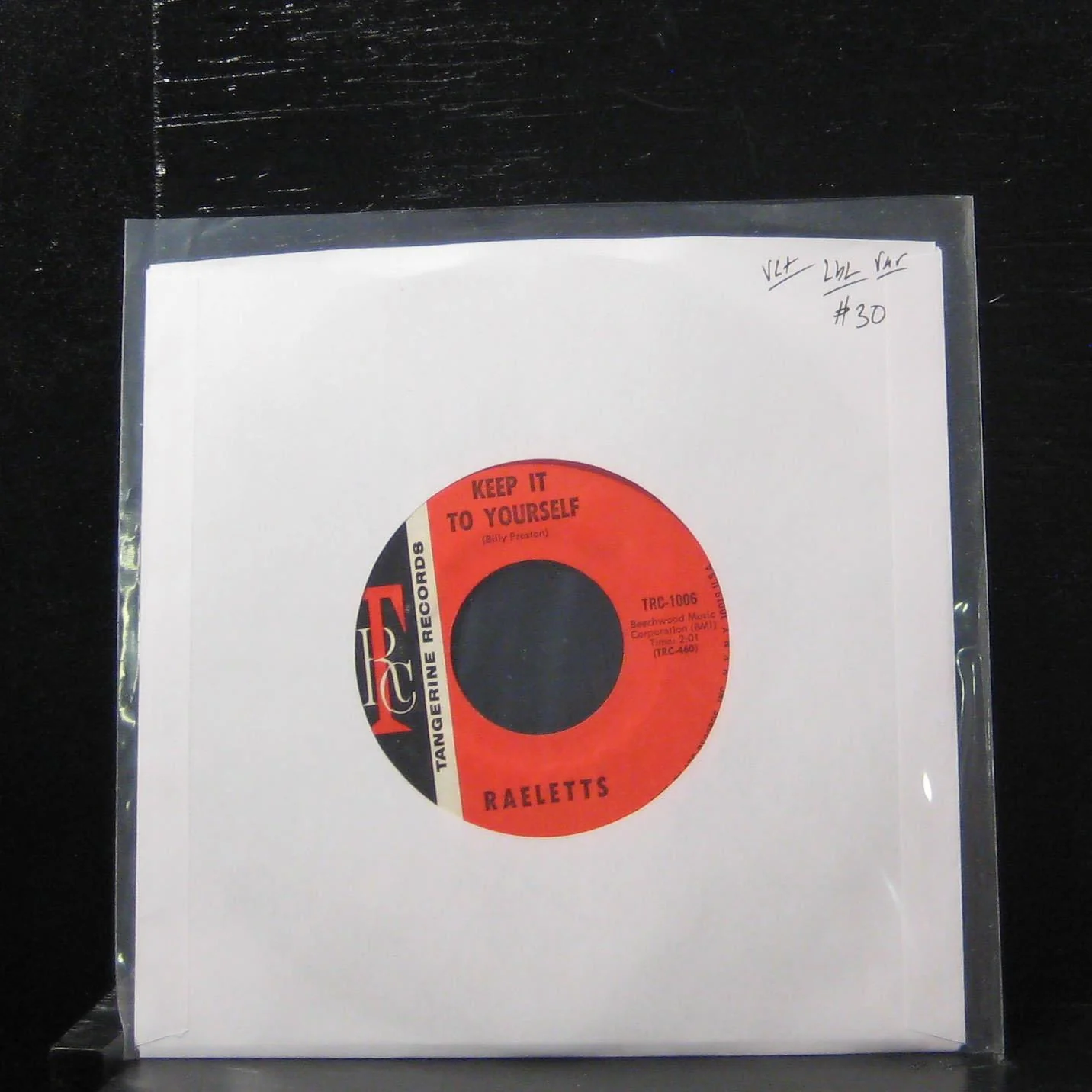 Raeletts - Keep It To Yourself / I Want To 7" VG+ TRC-1006 Vinyl 45 Tangerine