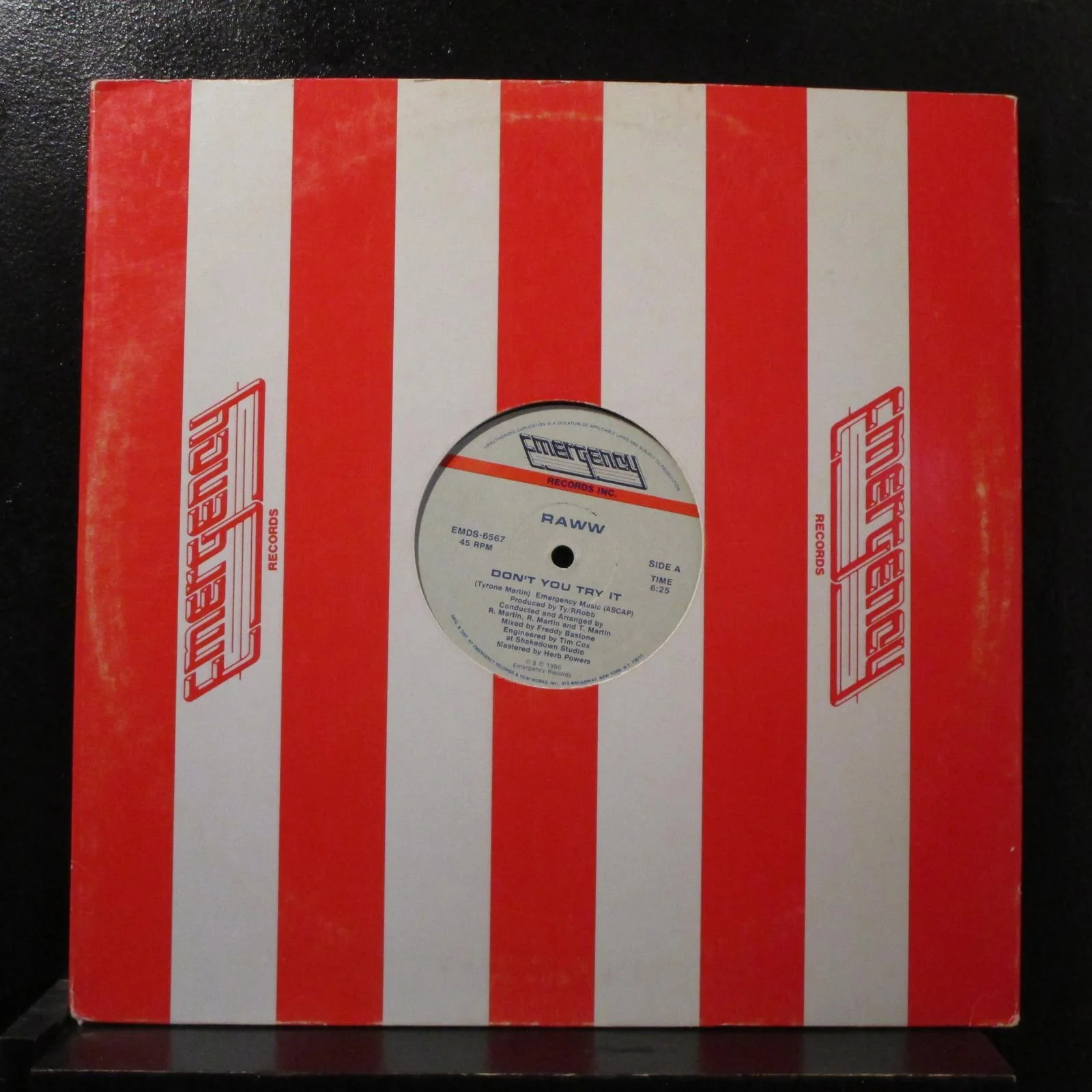 Raww - Don't You Try It 12" 45 RPM VG+ EMDS-6567 USA 1986 Vinyl Record