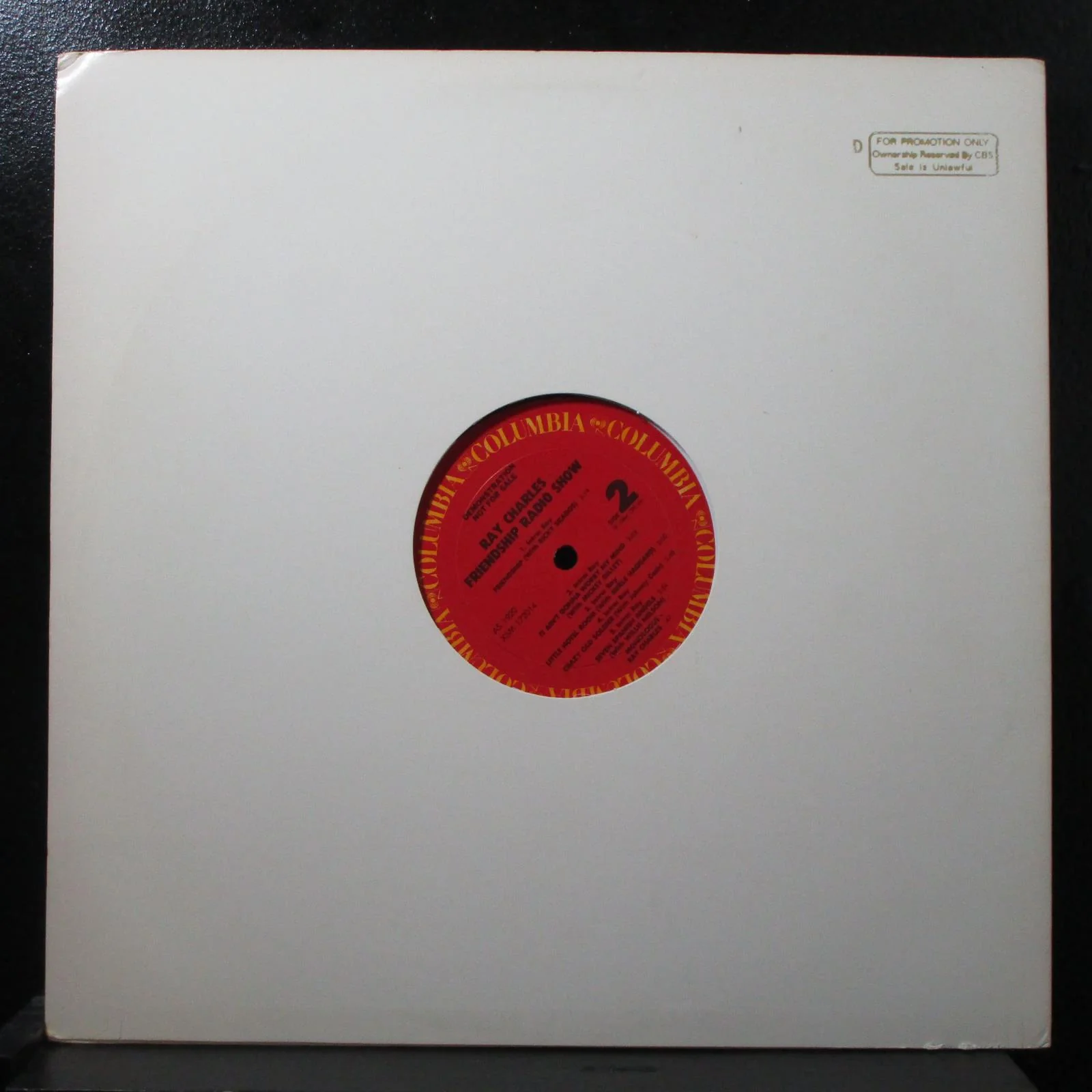 Ray Charles - Friendship Radio Show Mint- Promo LP Columbia AS 1920 USA 1984 - Image 2
