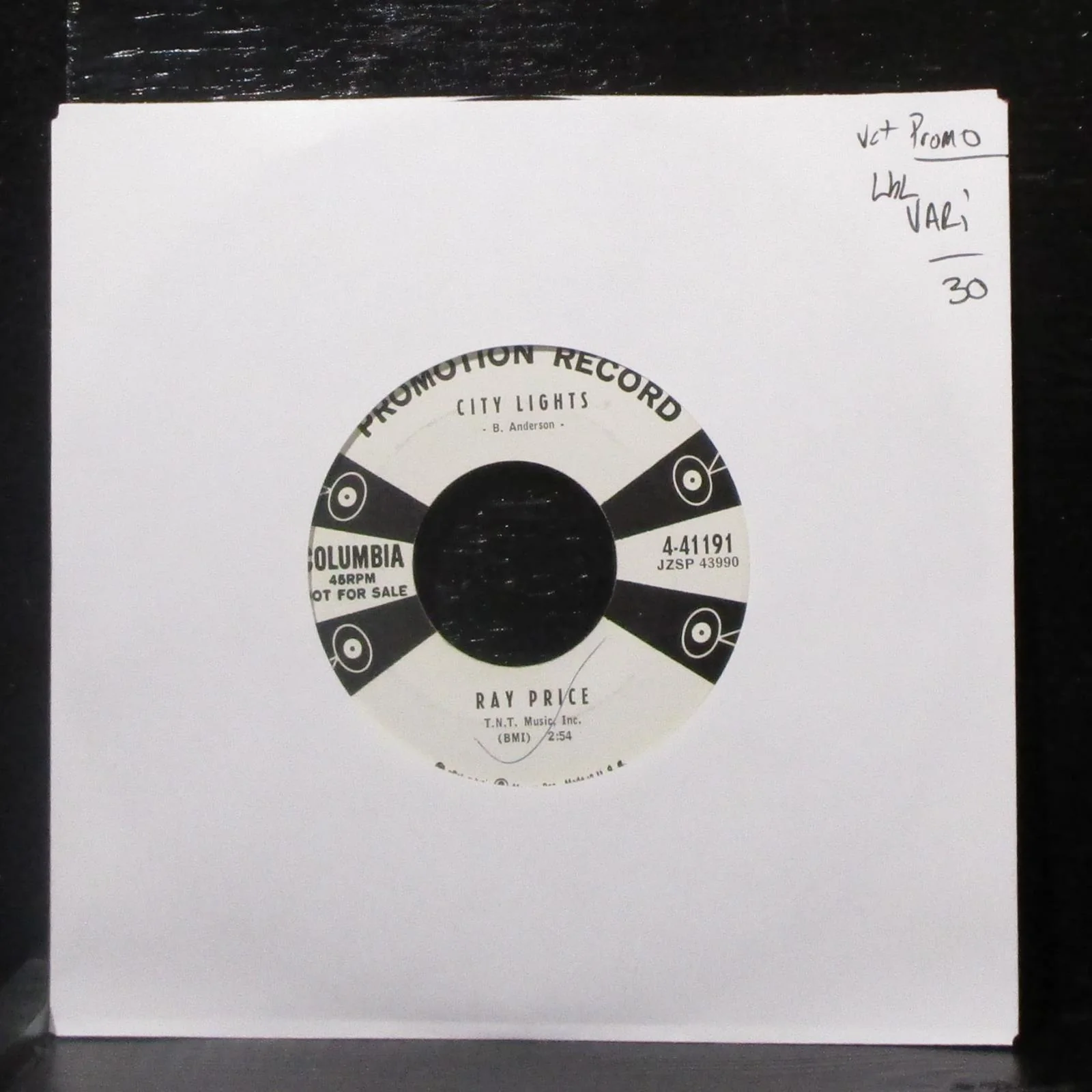 Ray Price - City Lights / Invitation To The Blues 7" VG+ Promo Vinyl 45 lbl var