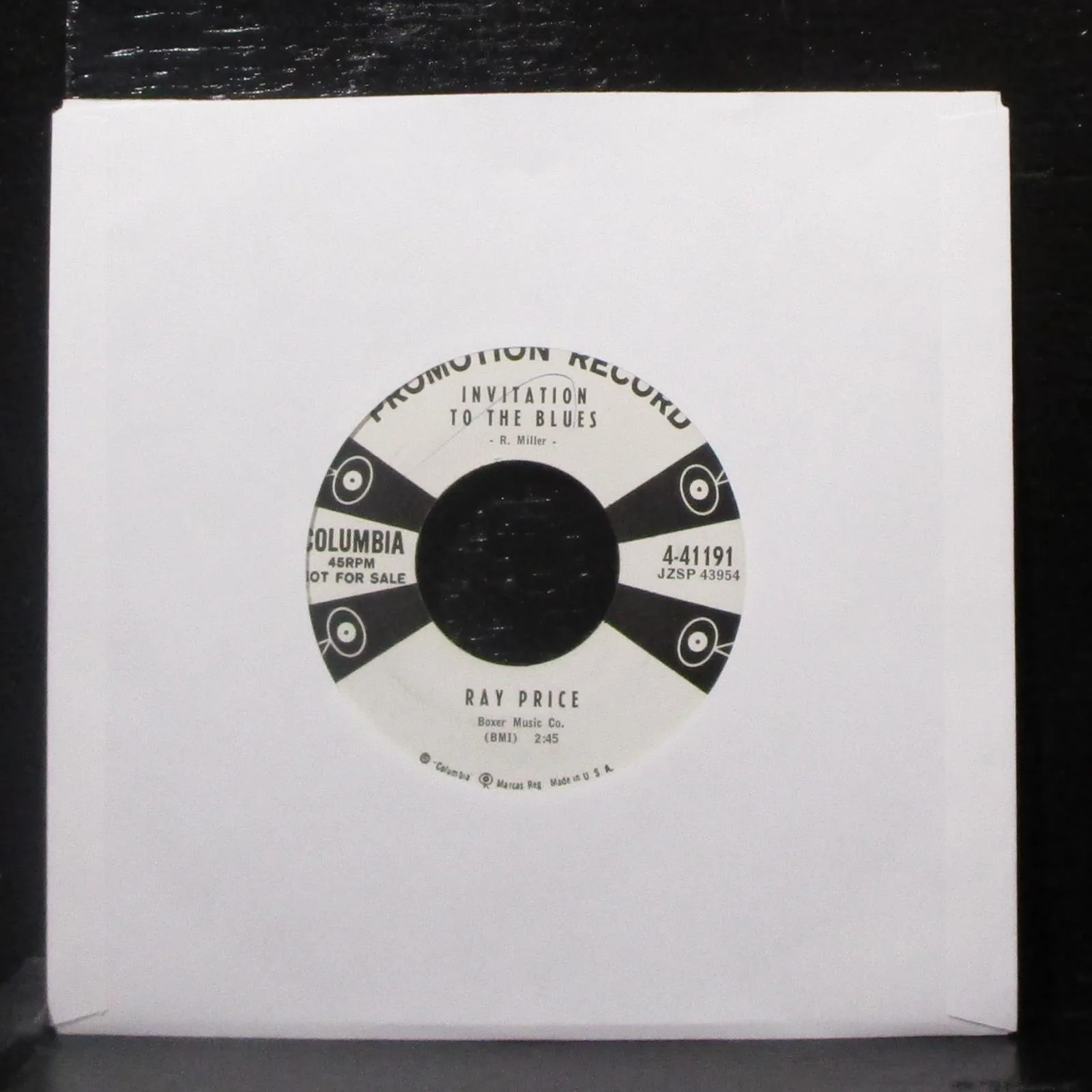 Ray Price - City Lights / Invitation To The Blues 7" VG+ Promo Vinyl 45 lbl var - Image 2