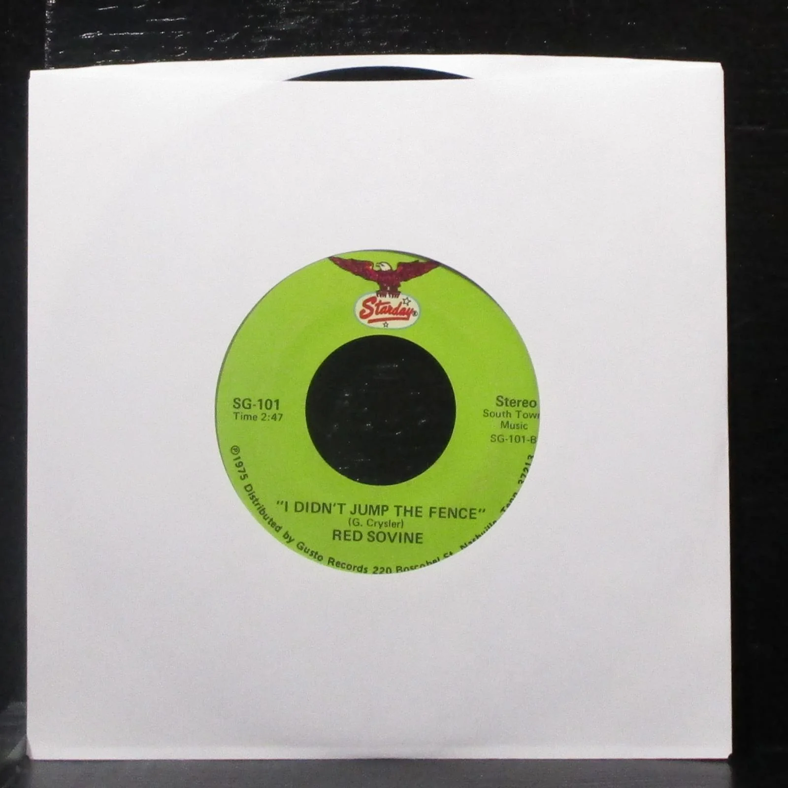 Red Sovine - Phantom 309 / I Didn't Jump The Fence 7" VG+ Vinyl 45 Starday 1975 - Image 2
