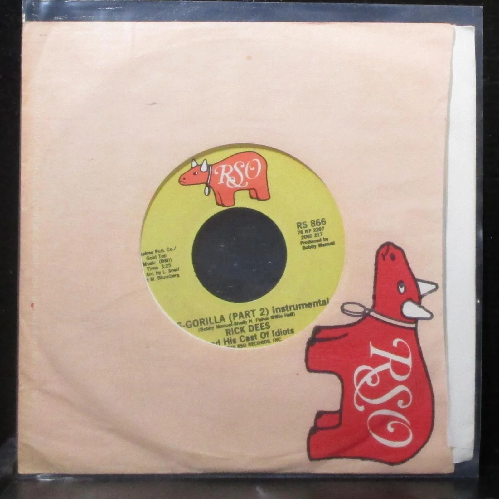 Rick Dees - Dis-Gorilla (Part 1 & 2) 7" VG+ Vinyl 45 RSO RS 866 USA 1976 - Image 2