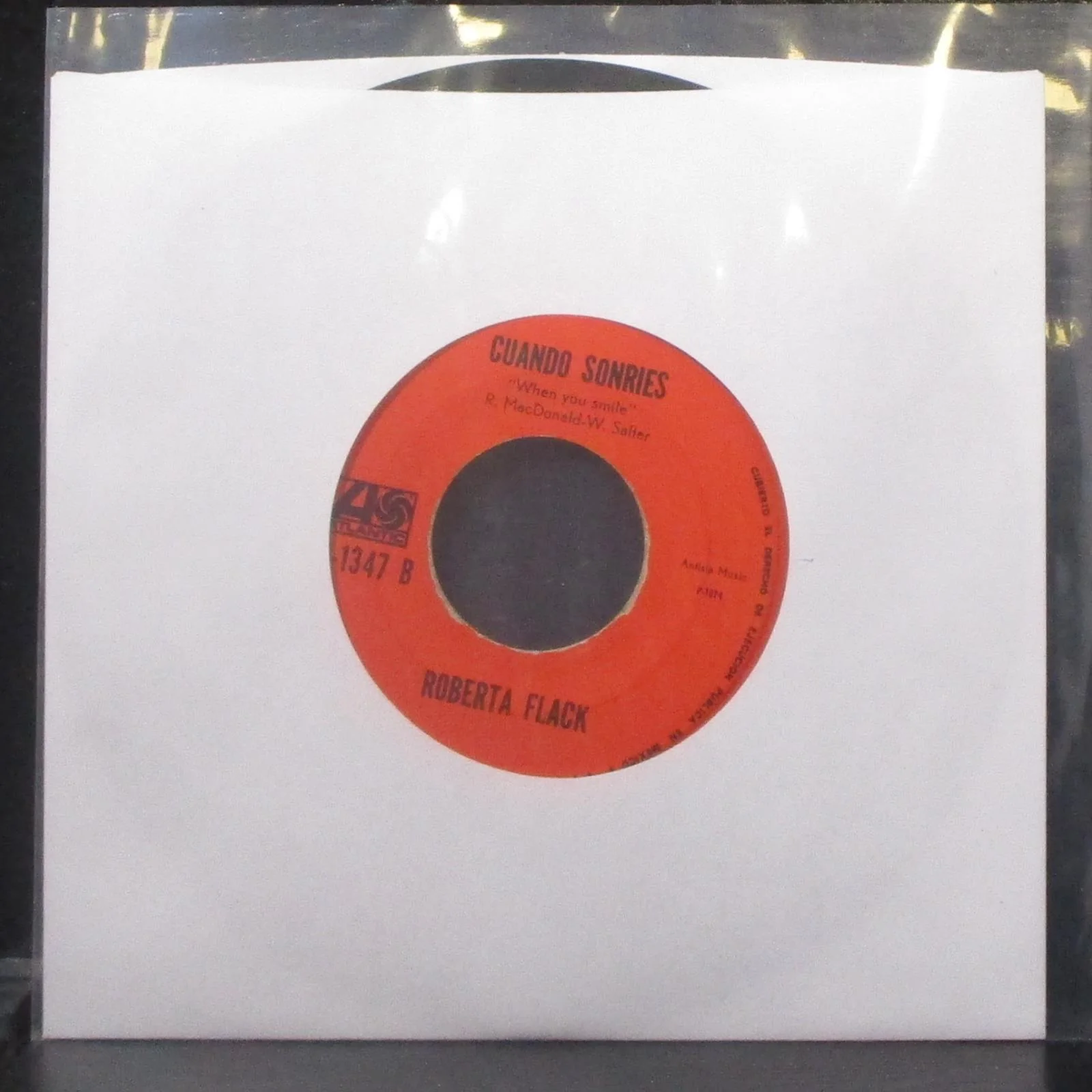 Roberta Flack - Tengo Ganas De Amarte / Cuando Sonries 7" VG+ Vinyl 45 Mexico - Image 2