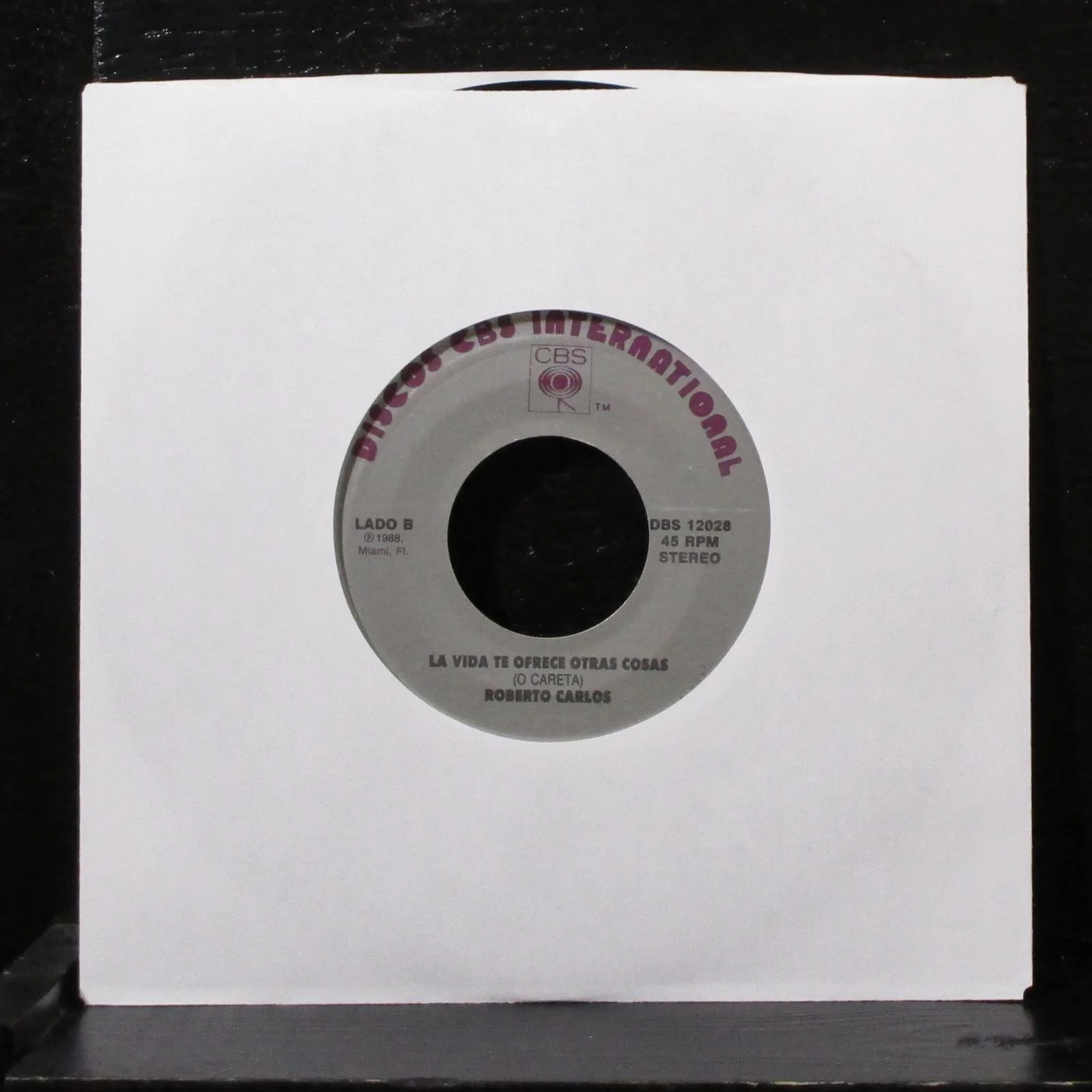 Roberto Carlos - Volver 7" VG+ Vinyl 45 Discos CBS DBS 12028 USA 1988 - Image 2