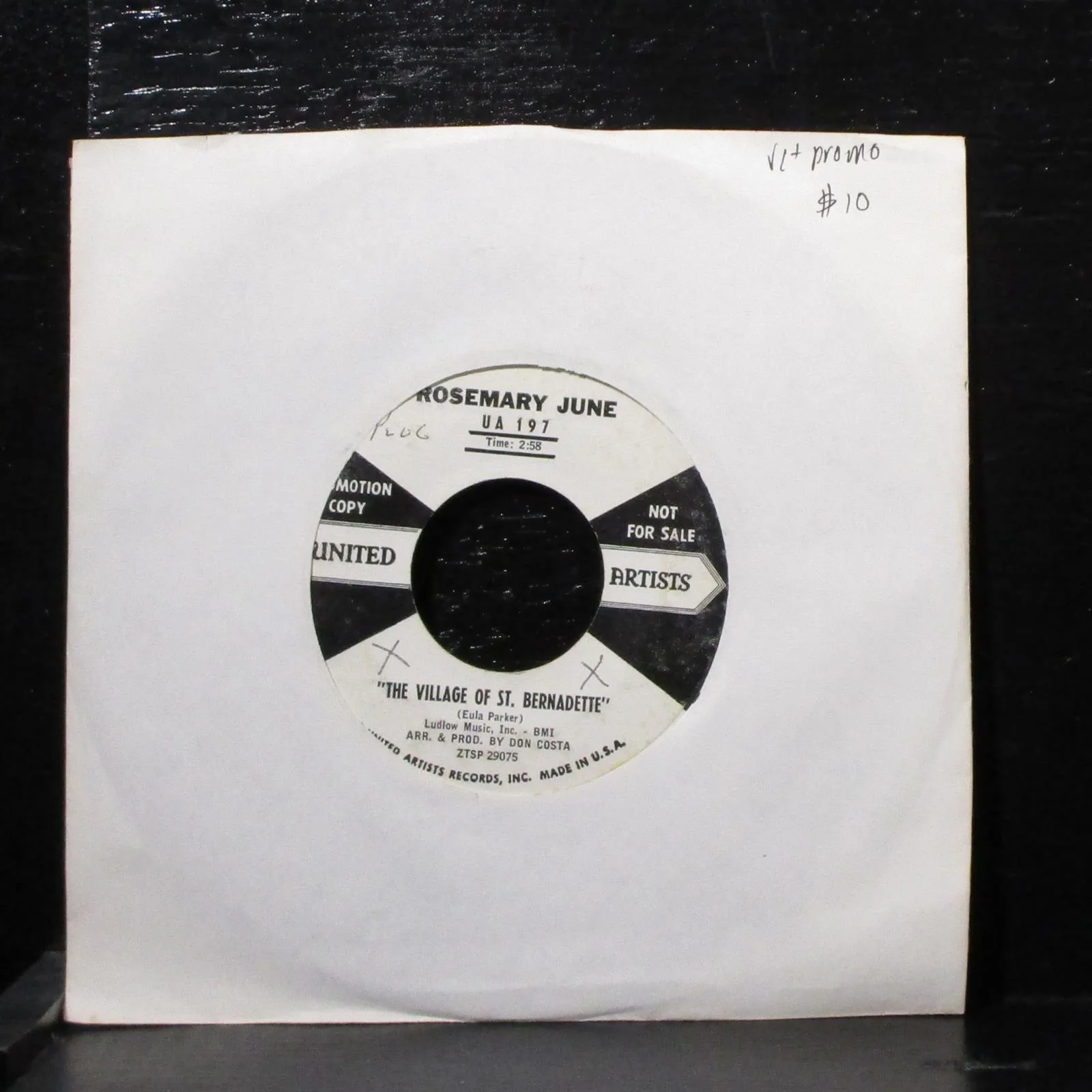 Rosemary June - Village Of St. Bernadette / Sound Of Music 7" VG+ Vinyl UA 197