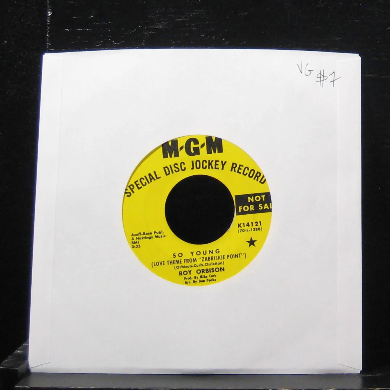 Roy Orbison - So Young / If I Had A Woman Like You 7" VG Promo K14121 Vinyl 45