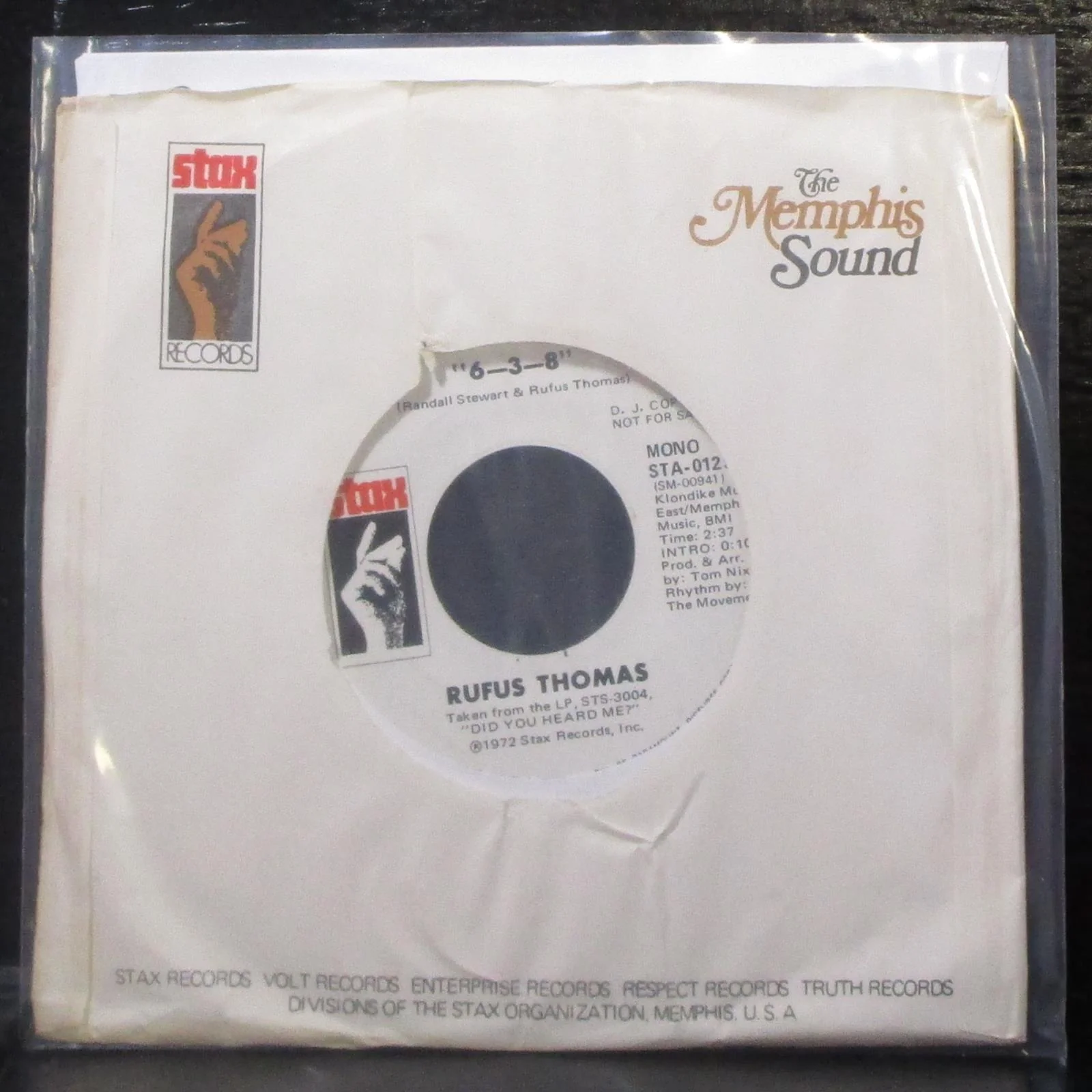 Rufus Thomas - 6-3-8 / Love Trap 7" Mint- Promo Vinyl 45 Stax STA-0129 USA 1972