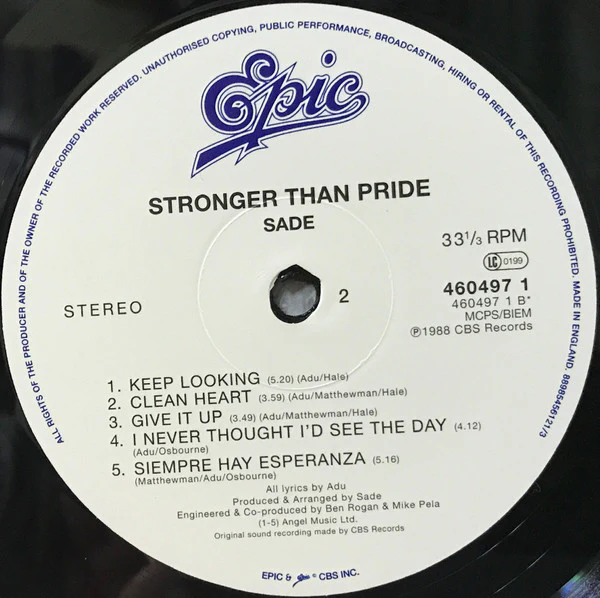 Sade - Stronger Than Pride - Mint- LP Record 2020 Epic Sony UK 180 gram Vinyl - Soul / Soul-Jazz - Image 3
