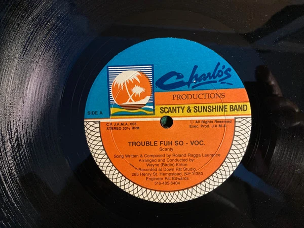 Scanty & Sunshine Band - Trouble Fuh So - VG+ 12" Single Record Charlo's Productions USA Vinyl - Reggae / Soca