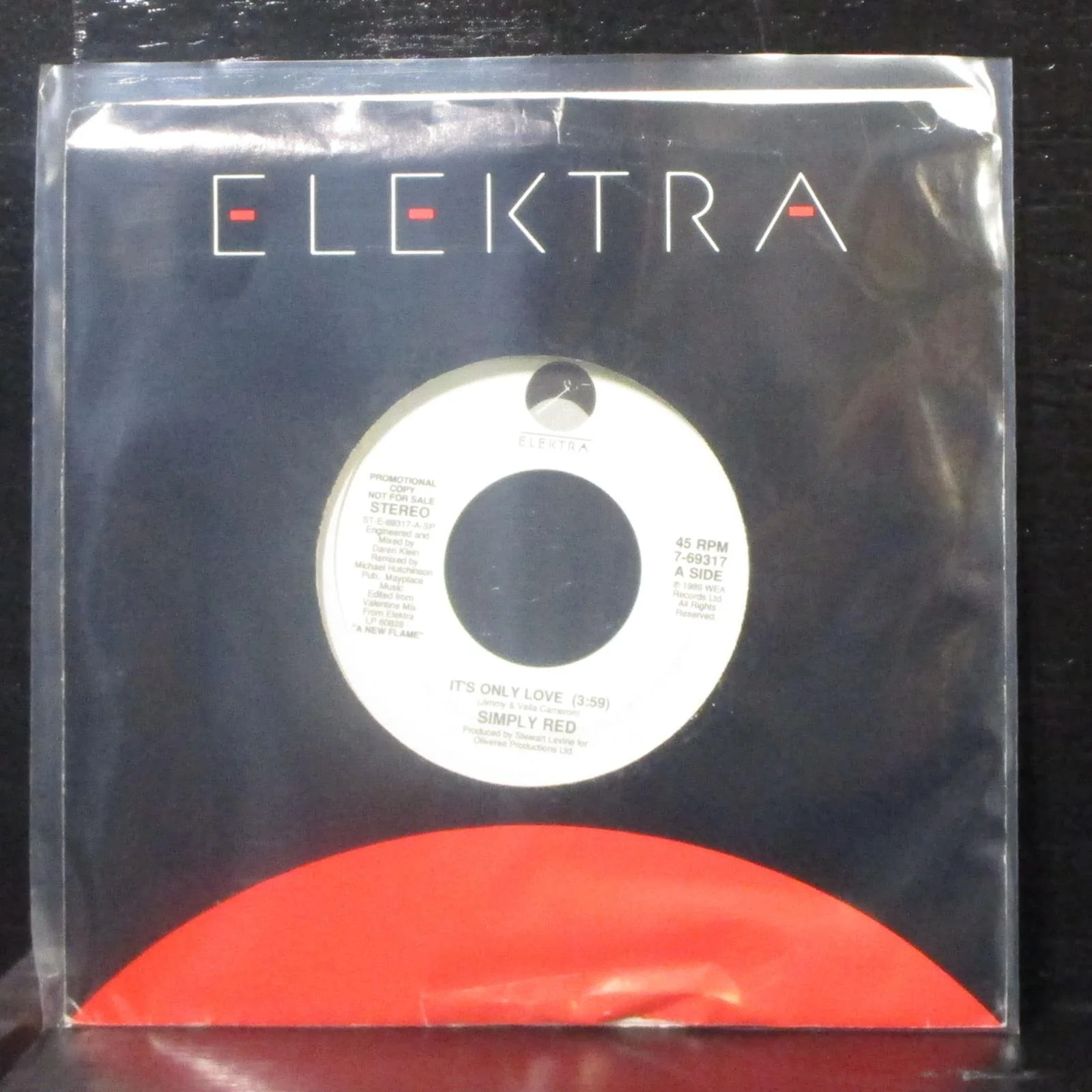 Simply Red - It's Only Love 7" Mint- Promo Vinyl 45 Elektra 7-69317 USA 1989