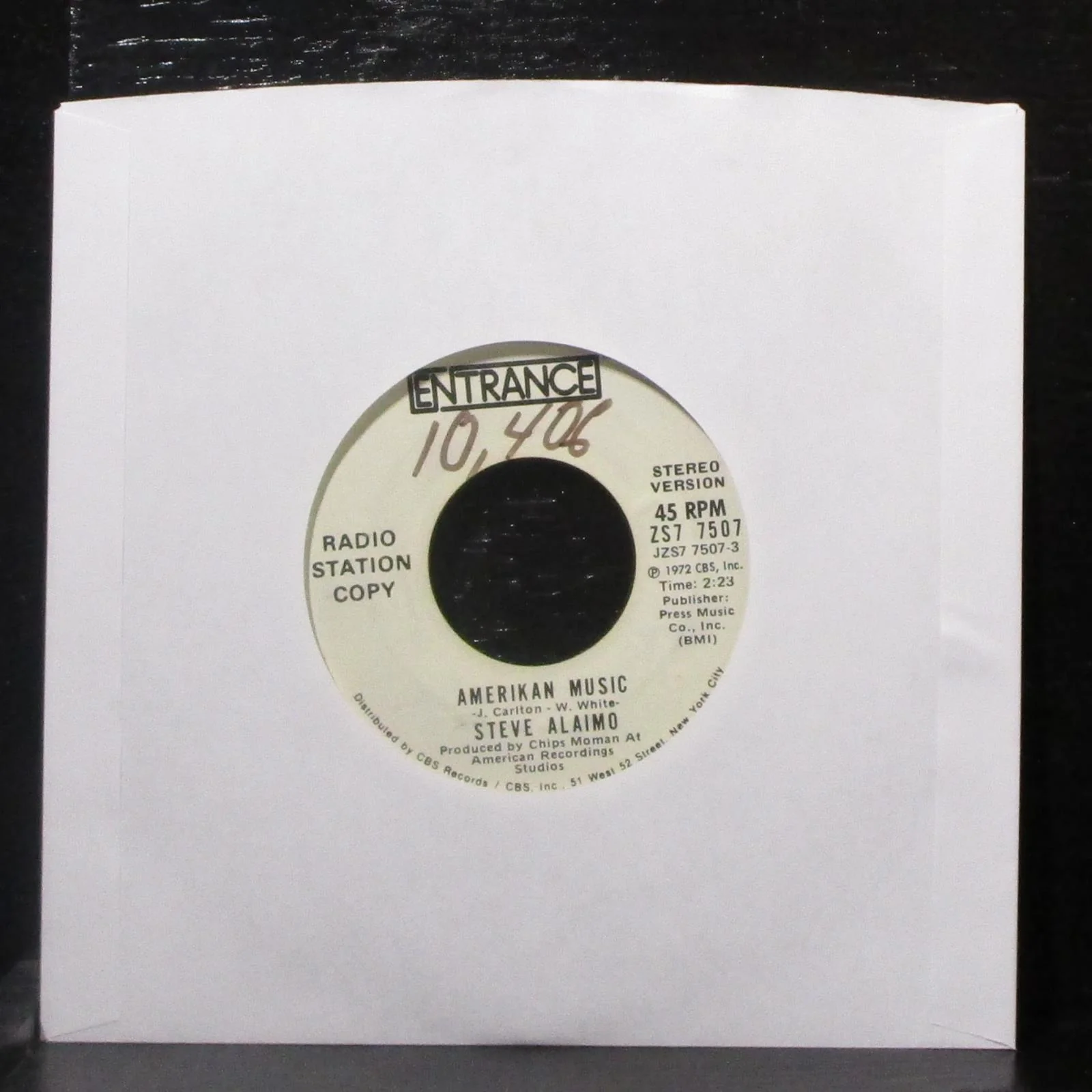 Steve Alaimo - Amerikan Music 7" VG+ Promo Vinyl 45 Entrance ZS7 7507 USA 1972 - Image 2