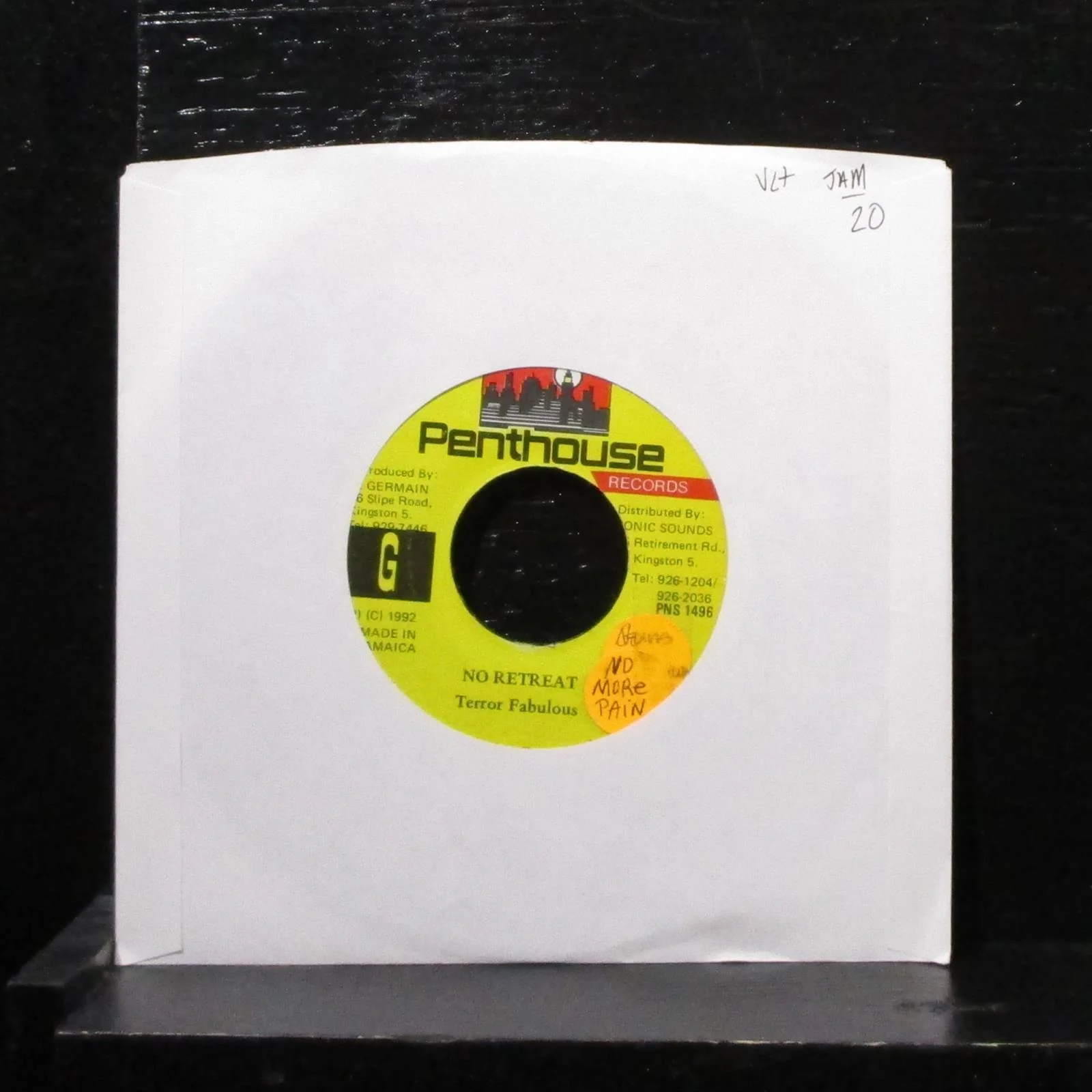 Terror Fabulous - No Retreat 7" VG+ Vinyl 45 Penthouse PNS 1496 Jamaica 1992