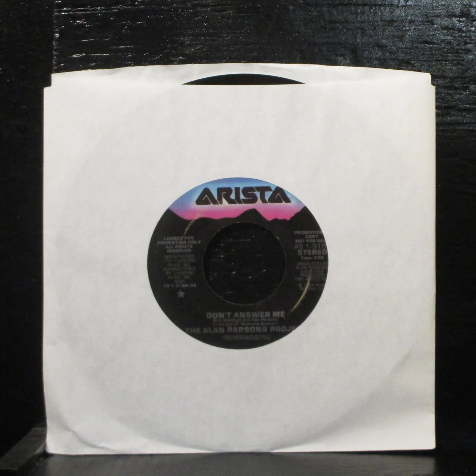 The Alan Parsons Project Don't Answer Me VG+ Promo 7" Vinyl 45 Arista AS1-9160 - Image 2