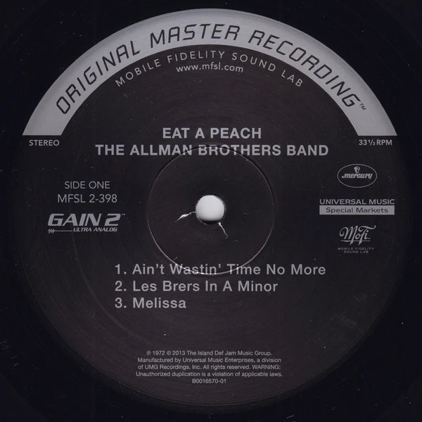 The Allman Brothers Band - Eat A Peach (1972) - Mint- 2 LP Record 2013 Mobile Fidelity Sound Lab MFSL 180 gram Original Master Recording Analog 180 gram Vinyl - Rock & Roll / Blues Rock / Folk Rock - Image 5