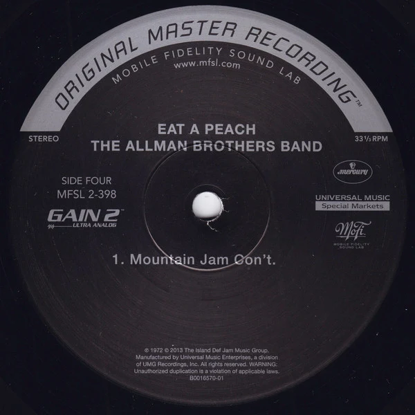 The Allman Brothers Band - Eat A Peach (1972) - Mint- 2 LP Record 2013 Mobile Fidelity Sound Lab MFSL 180 gram Original Master Recording Analog 180 gram Vinyl - Rock & Roll / Blues Rock / Folk Rock - Image 6