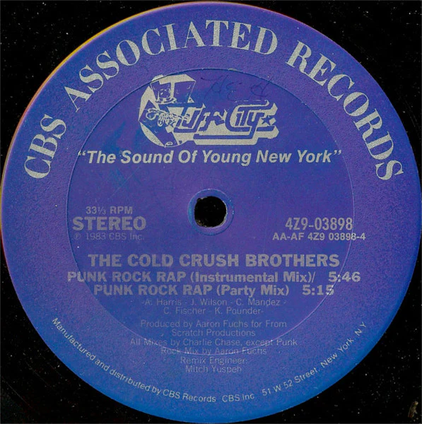 The Cold Crush Brothers - Punk Rock Rap - 12" Single Record 1983 Tuff City Columbia USA Vinyl - Pop Rap / Electro - Image 2