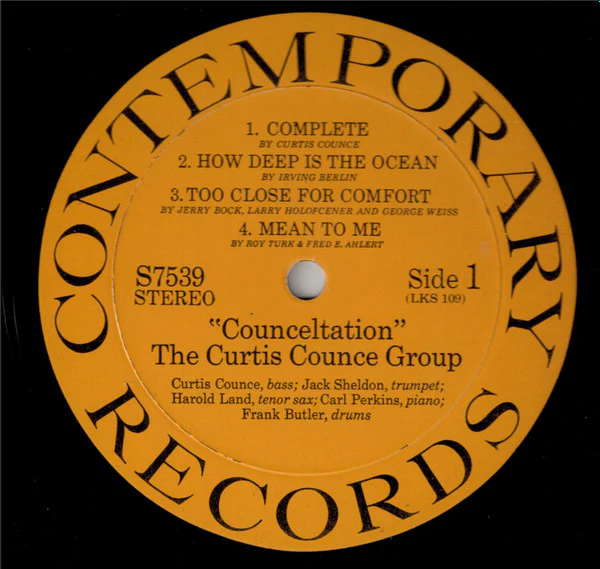 The Curtis Counce Group - Vol 2: Counceltation (1957) - VG+ LP Record 1972 Contemporary USA Vinyl - Cool Jazz - Image 3