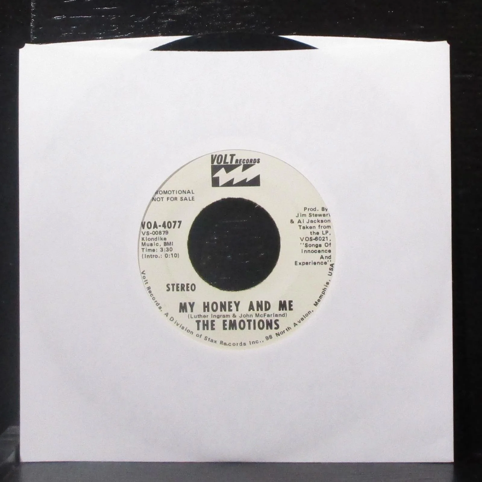 The Emotions - My Honey And Me 7" VG+ Promo Vinyl 45 Volt VOA-4077 USA 1972 - Image 2