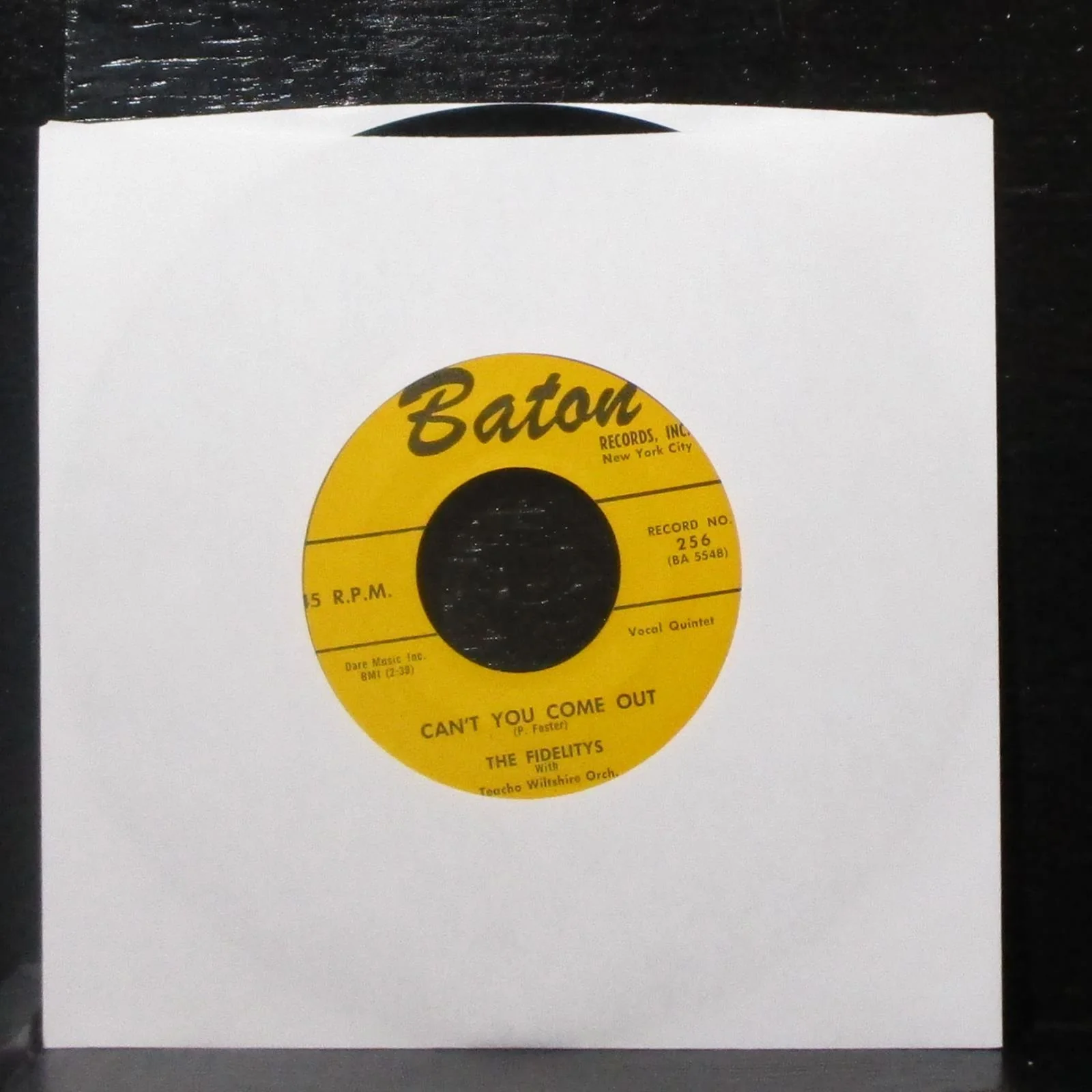 The Fidelitys - Memories Of You / Can't You Come Out 7" VG+ Vinyl 45 Baton 256 - Image 2