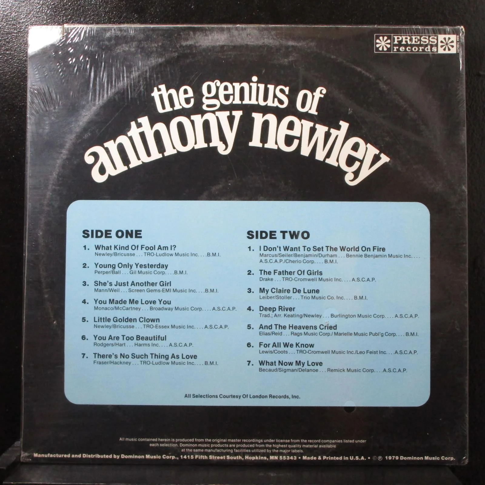 The Genius Of Anthony Newley sealed LP Press Records BU 4060 USA 1979 - Image 2