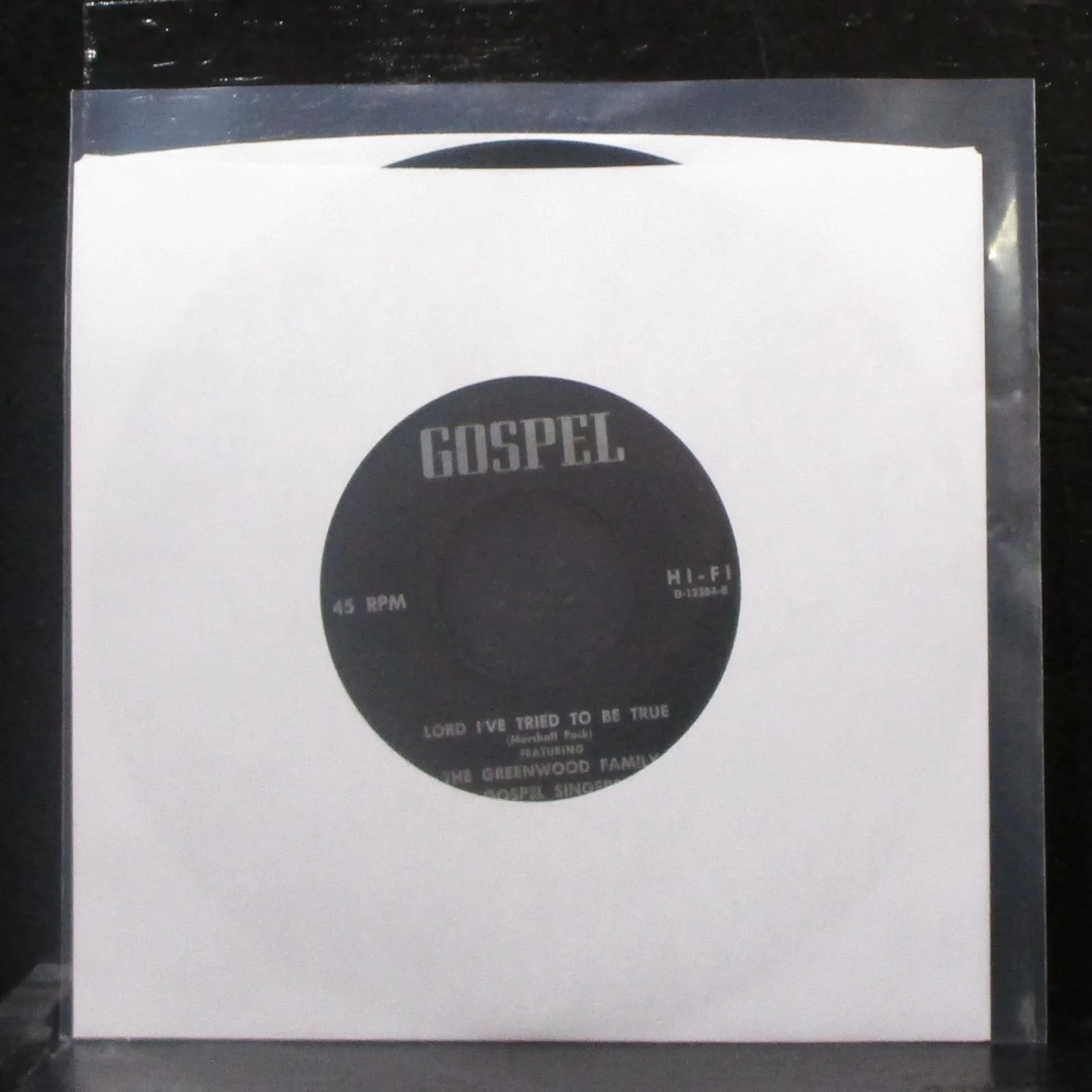The Greenwood Family Gospel Singers - Feelin' Fine 7" VG+ Vinyl 45 D-12384 USA - Image 2