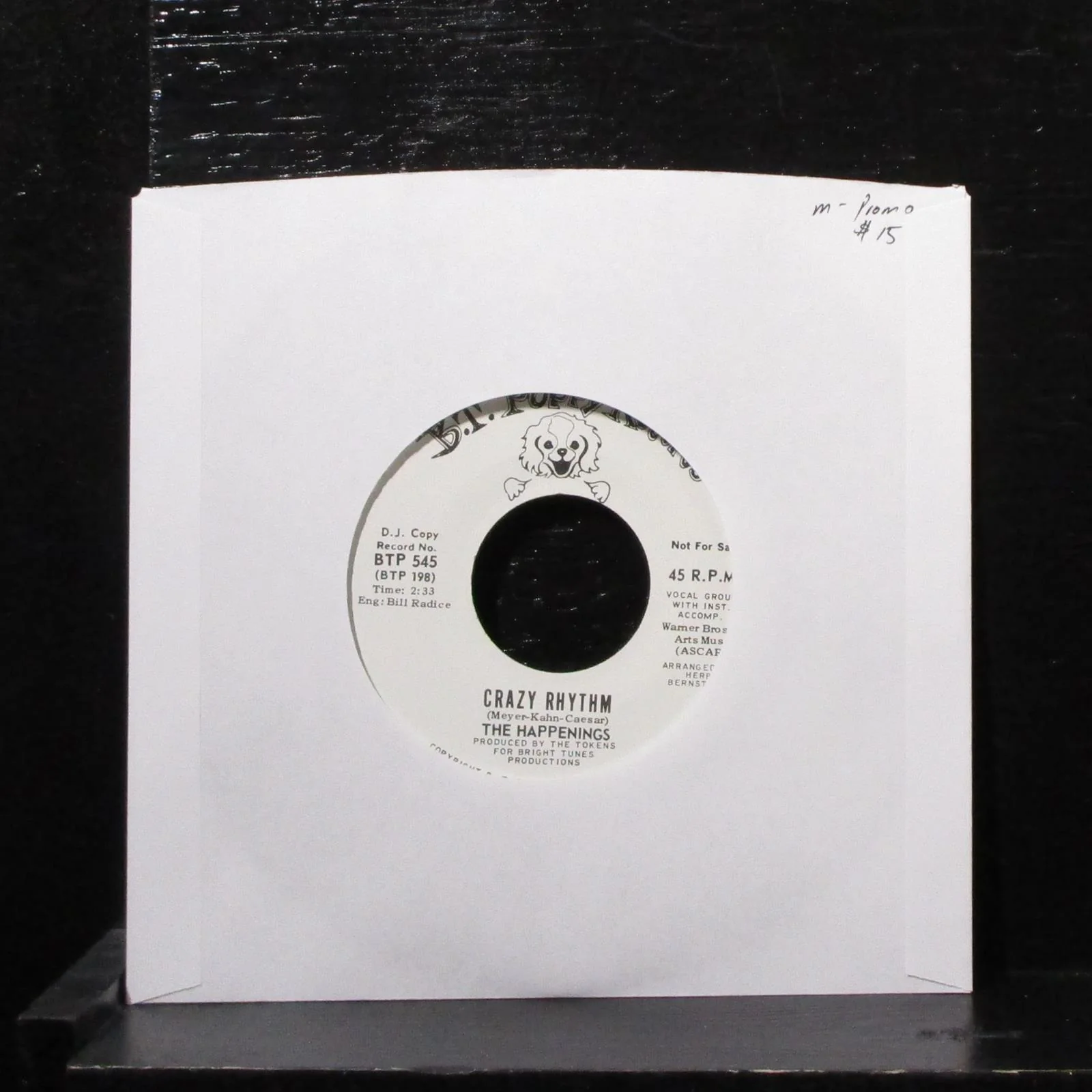 The Happenings - Crazy Rhythm 7" Mint- Promo Vinyl 45 BTP 545 USA 1968