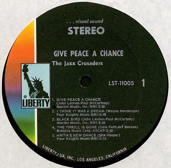The Jazz Crusaders - Give Peace A Chance - VG+ LP Record 1970 Liberty USA Promo Vinyl - Jazz / Soul-Jazz - Image 3
