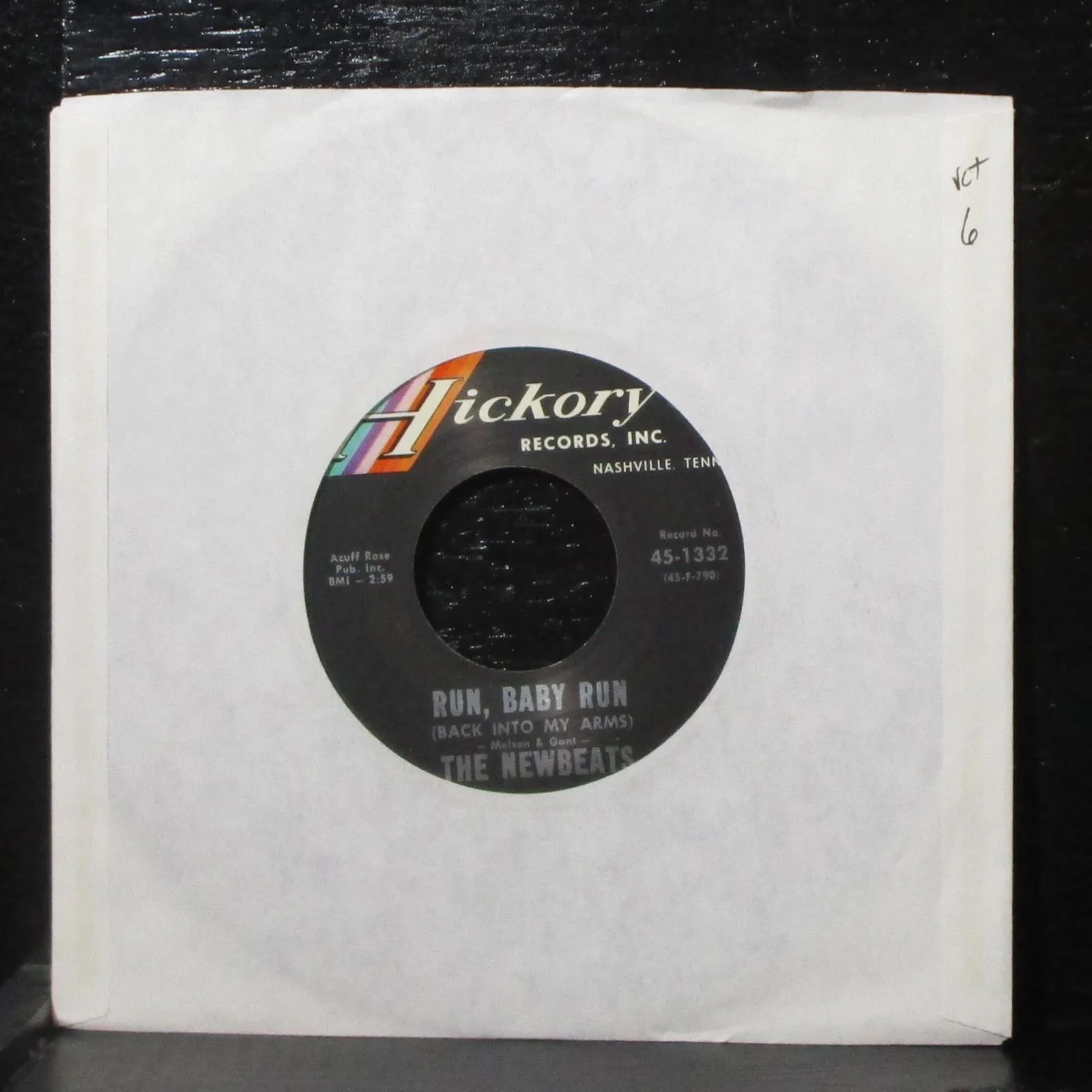 The Newbeats - Run, Baby Run / Mean Woolly Willie 7" VG+ Hickory 45-1332 USA