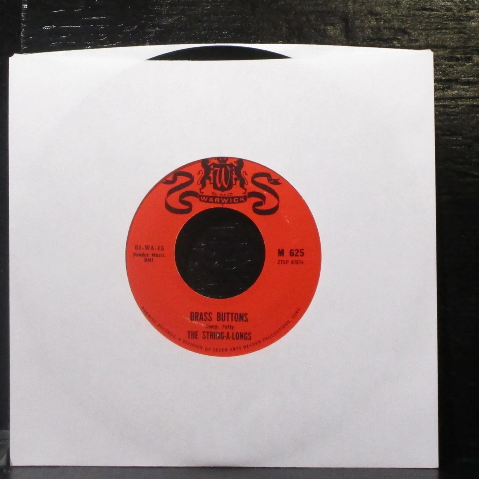 The String-A-Longs - Brass Buttons / Panic Button 7" Mint- Vinyl 45 Warwick M625 - Image 2