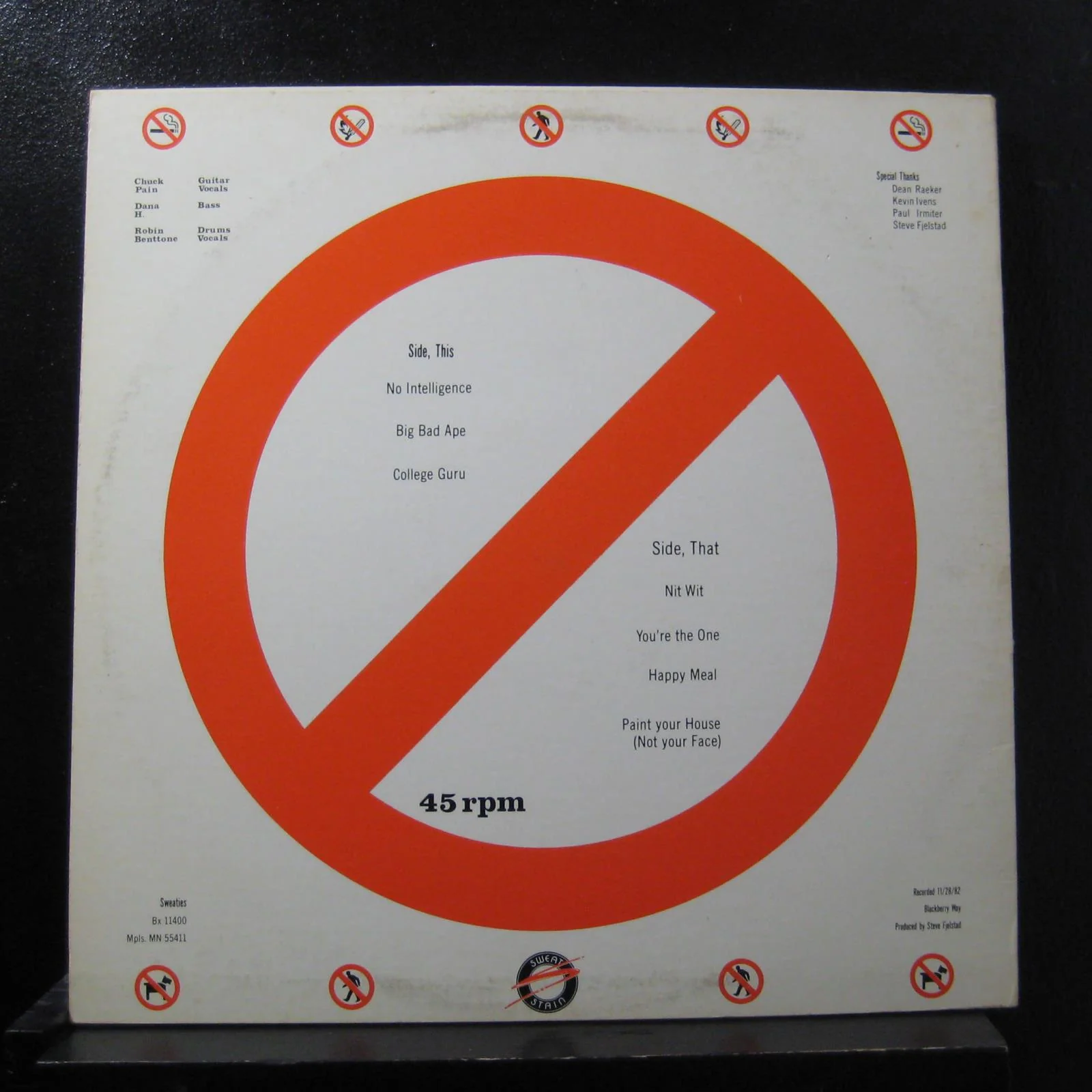 The Sweaties - No Intelligence 12" EP 45 RPM VG+ 41485 USA 1982  Vinyl Record - Image 2