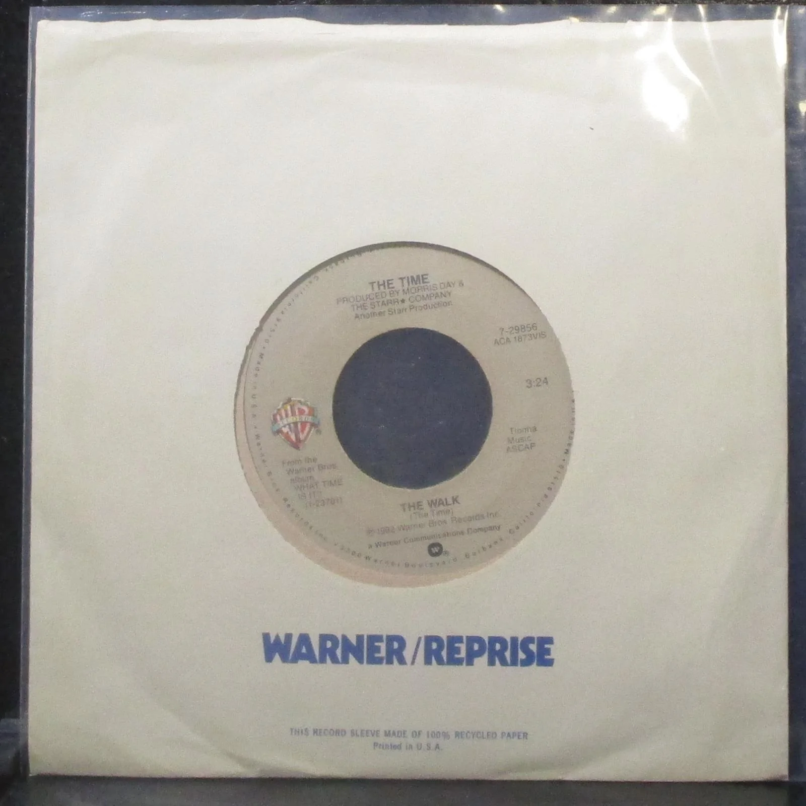 The Time - The Walk / Onedayi'mgonnabesomebody 7" VG+ Vinyl 45 WB 7-29856