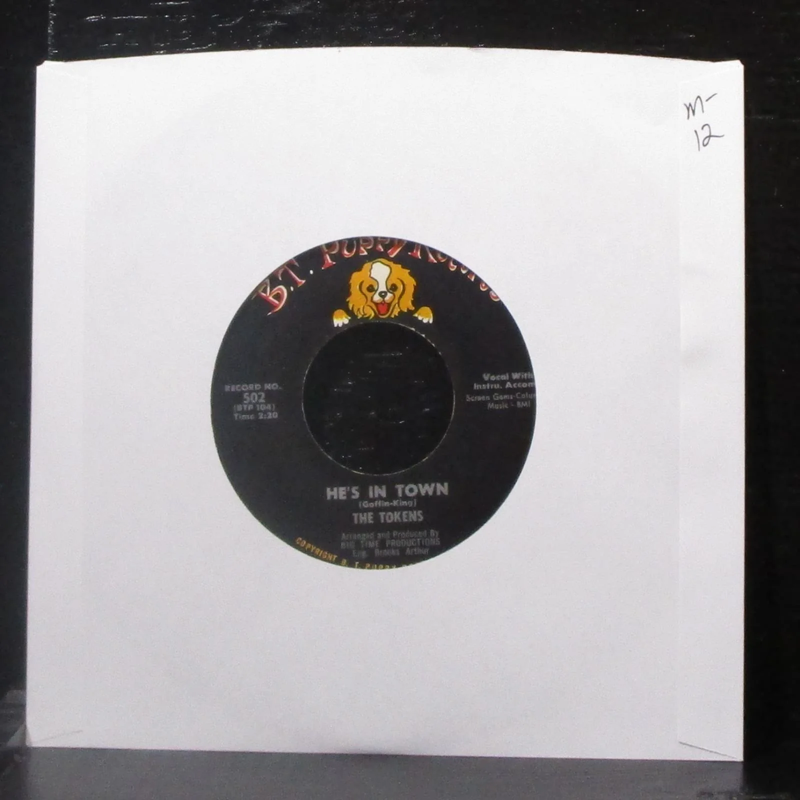 The Tokens - He's In Town / Oh Cathy 7" Mint- Vinyl 45 B.T. Puppy 502 USA 1964