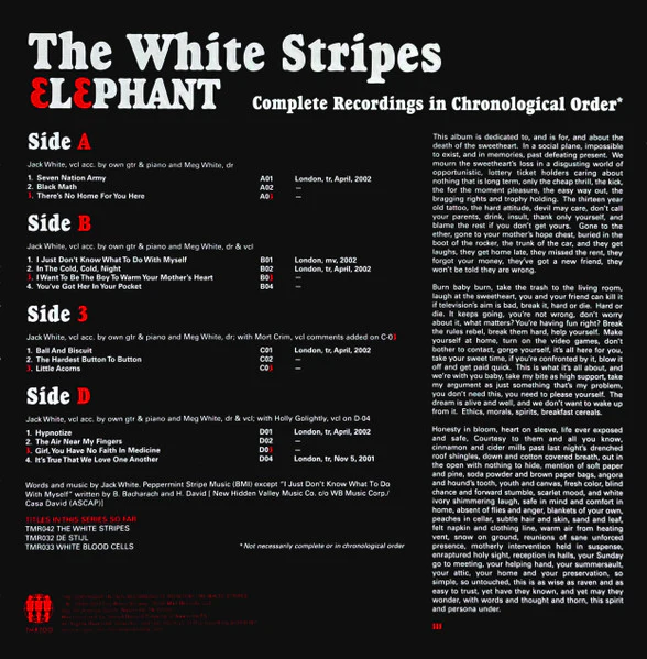 The White Stripes - Elephant (2003) - New 2 LP Record 2013 Third Man USA 180 gram Vinyl & No Barcode - Garage Rock / Alternative Rock - Image 2
