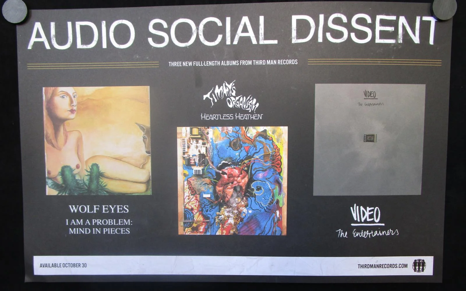 Third Man Records - Audio Social Dissent Poster Mint- Promo 10/30/15 17"x11"