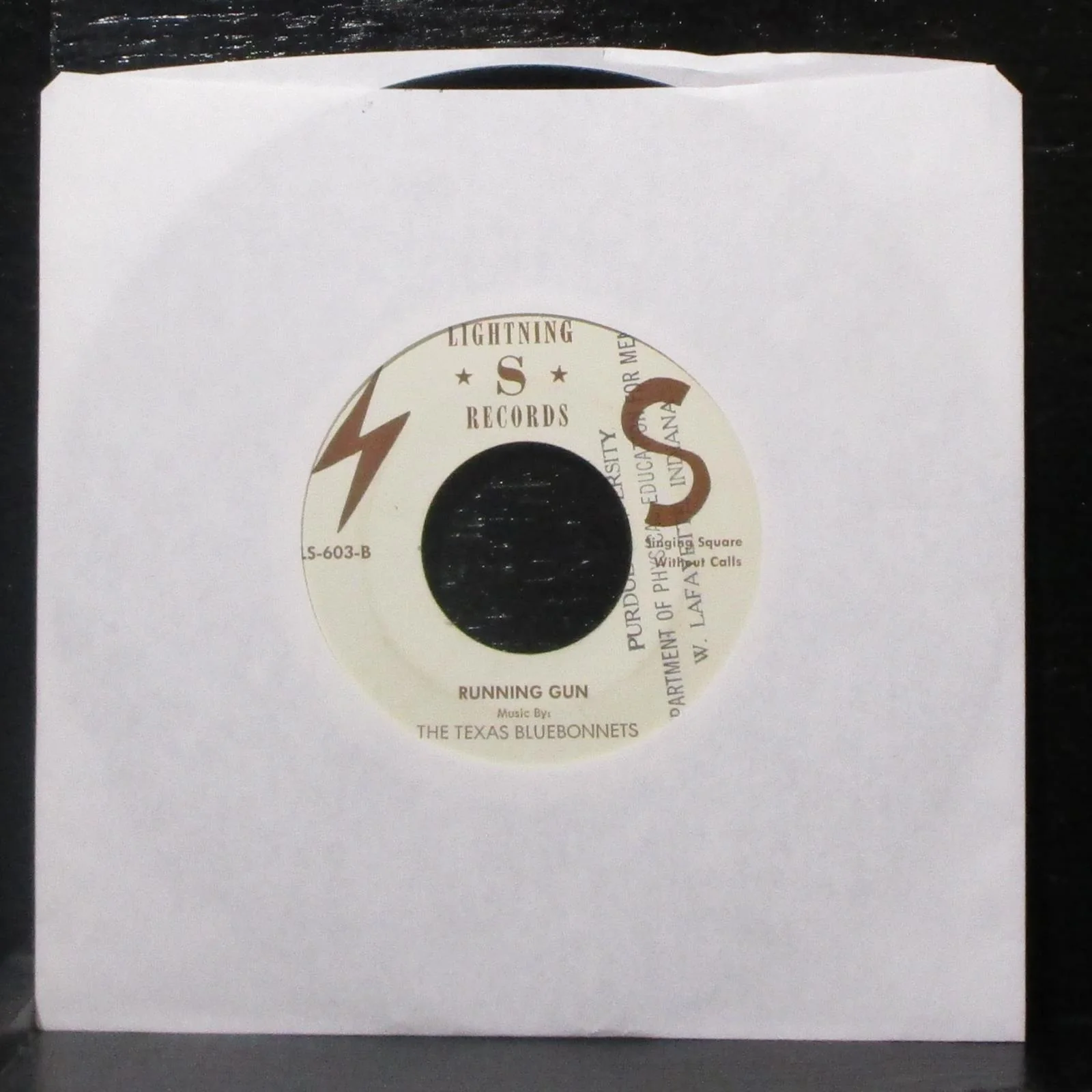 Tod Williams & Texas Bluebonnets - Running Gun 7" VG Vinyl 45 Lightning LS-603 - Image 2