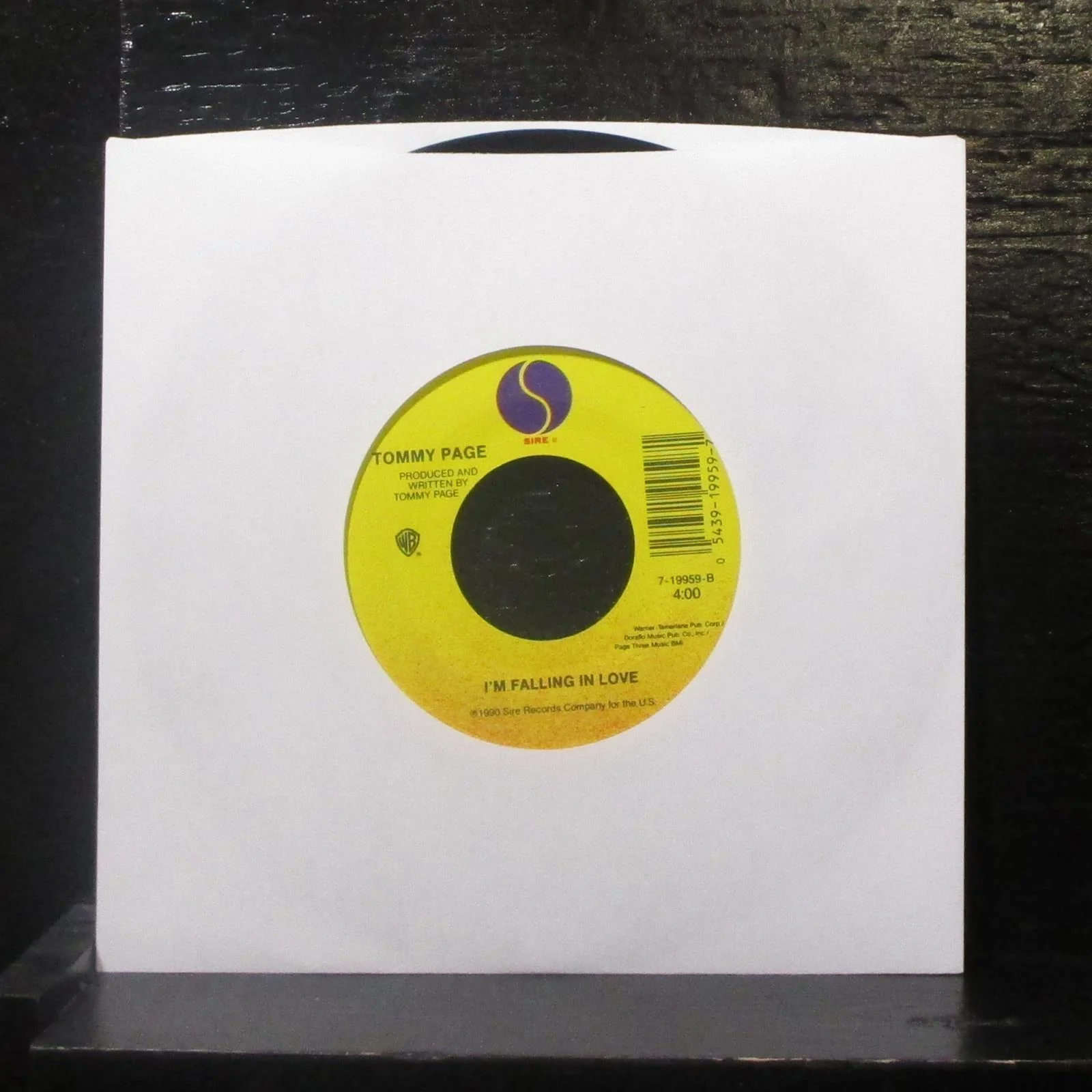 Tommy Page - I'll Be Your Everything 7" Mint- Vinyl 45 Sire 7-19959 USA 1990 - Image 2