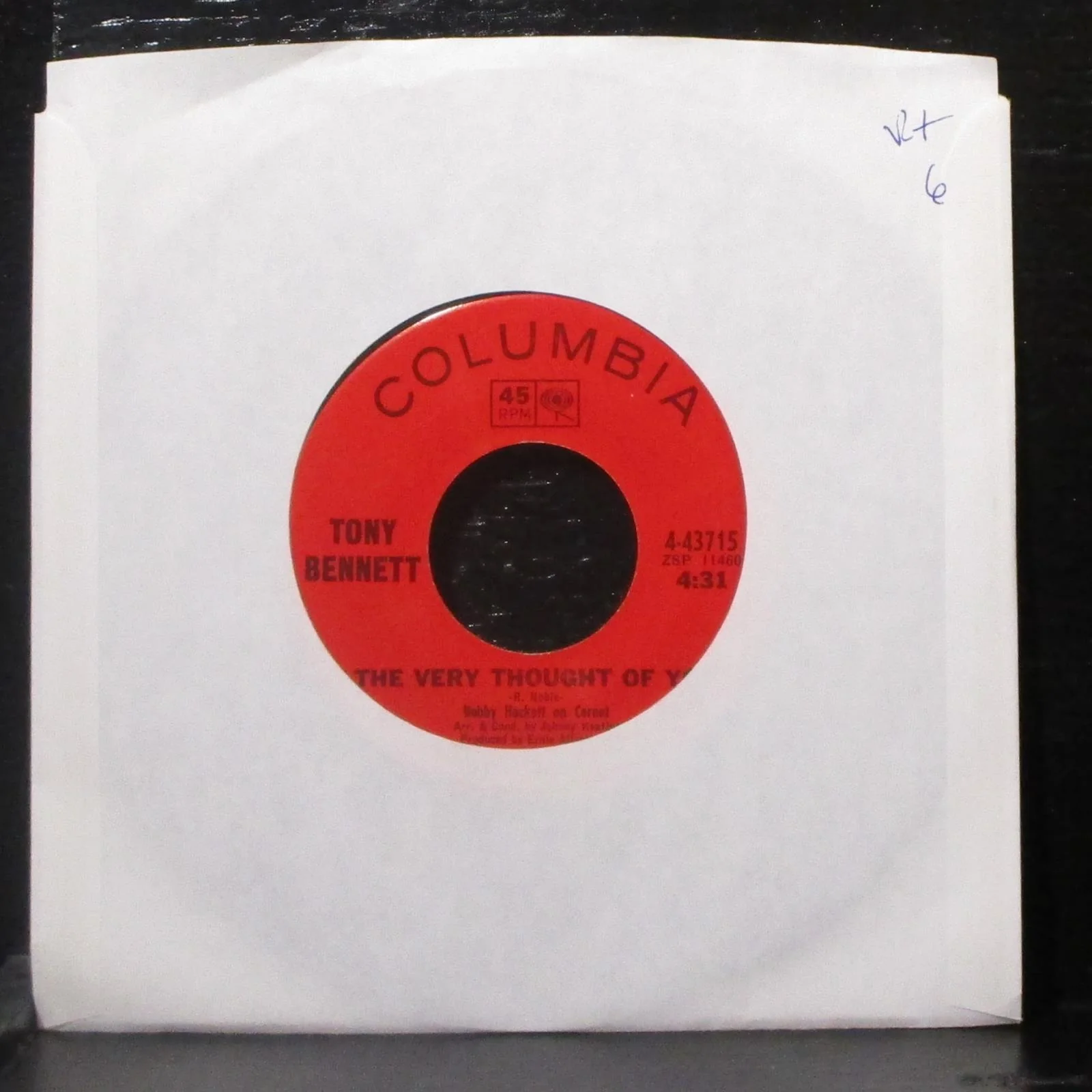 Tony Bennett - The Very Thought Of You / Georgia Rose 7" VG+ Vinyl 45 Columbia