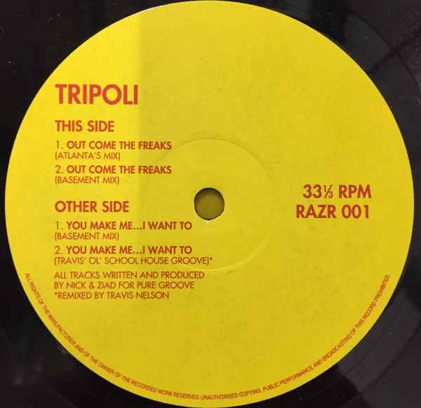Tripoli - Out Come The Freaks - VG+ 12" Single Record 1992 Razor UK Vinyl - House / Breaks - Image 2