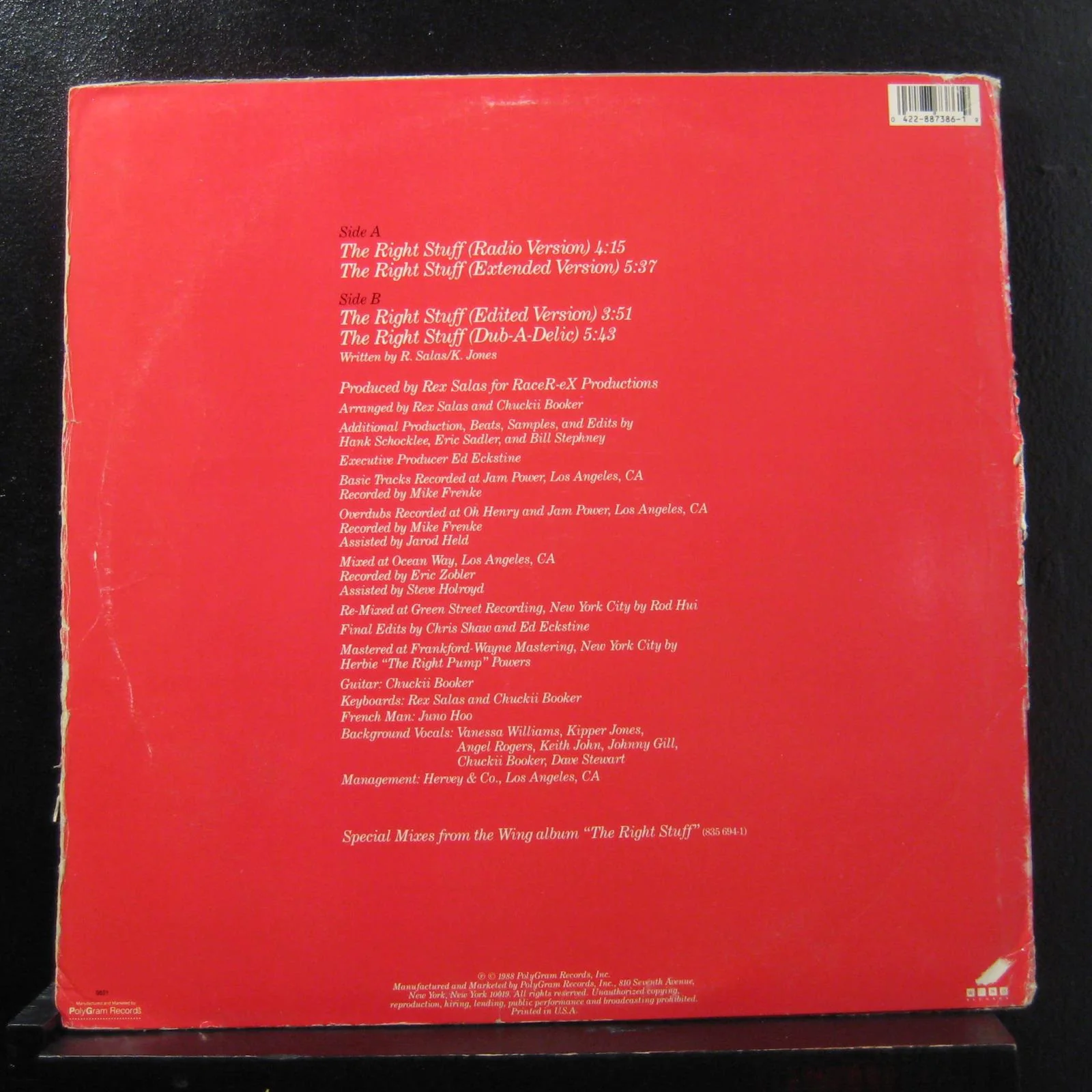 Vanessa Williams - The Right Stuff 12" VG+ 887 386-1 USA 1988 Vinyl Record - Image 2