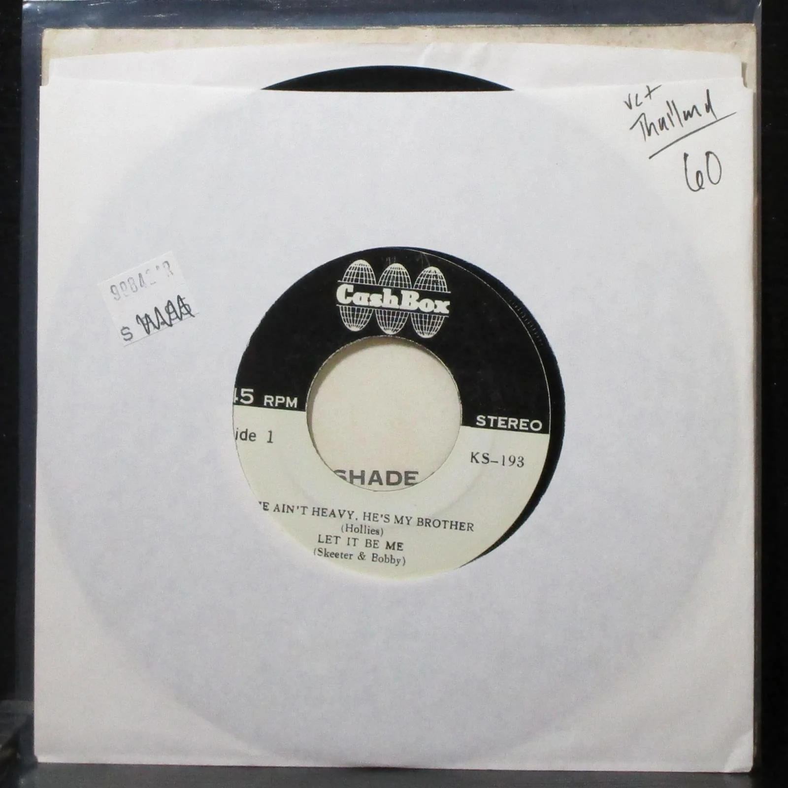 Various Artists - He Ain't Heavy, He's My Brother EP 7" VG+ 45 Cash Box Thailand - Image 2
