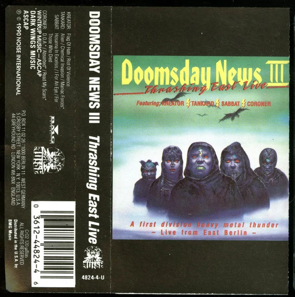 Various - Doomsday News III. Thrashing East Live - VG+ Cassette 1990 Noise International USA Tape - Heavy Metal / Thrash
