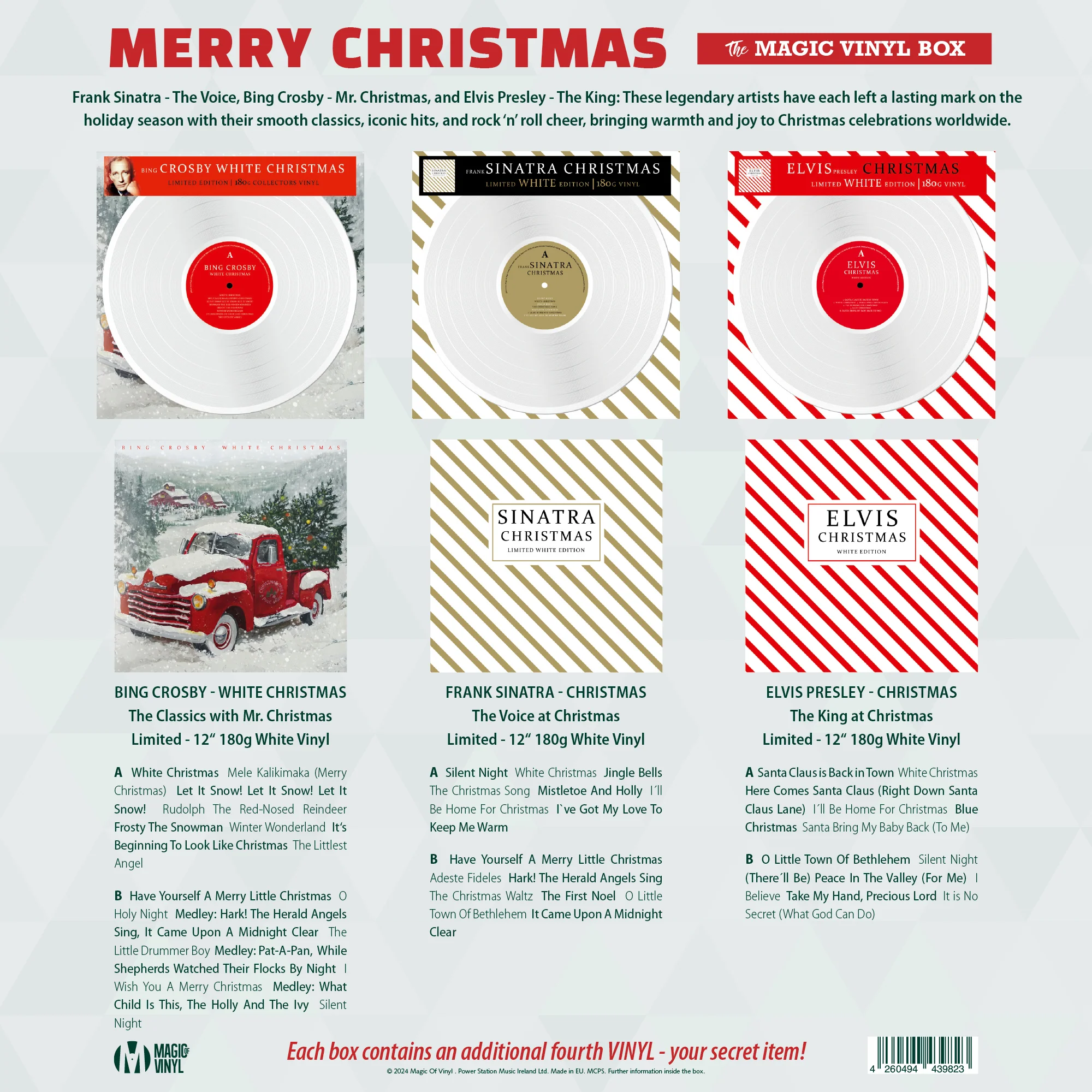 Various - Elvis Presley / Bing Crosby / Frank Sinatra - Merry Christmas: New 4 LP Box Set 2024 Magic Of Vinyl & Mystery 4th LP - Holiday / Christmas - Image 2
