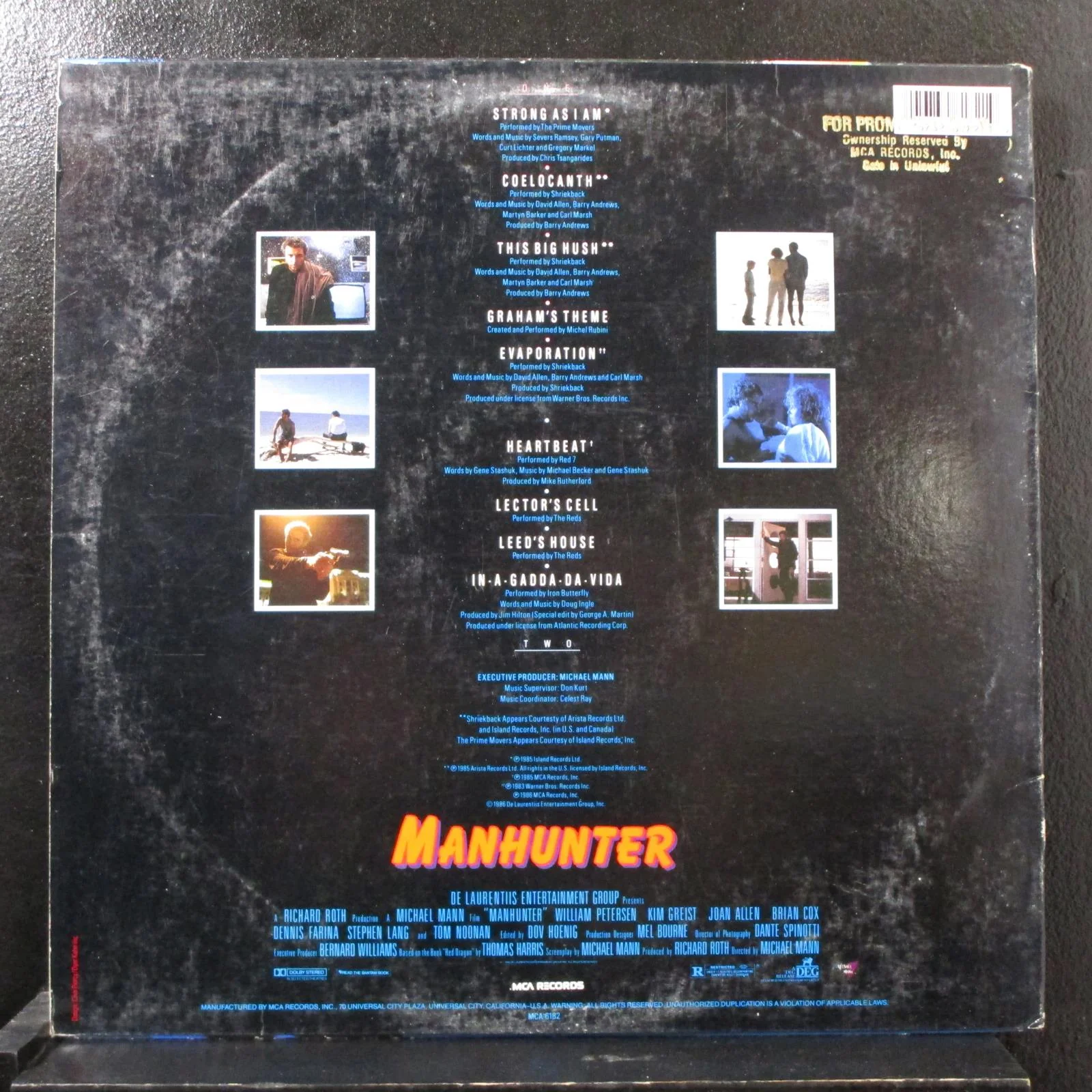 Various - Music From The Motion Picture Soundtrack Manhunter LP Mint- MCA-6182 - Image 2