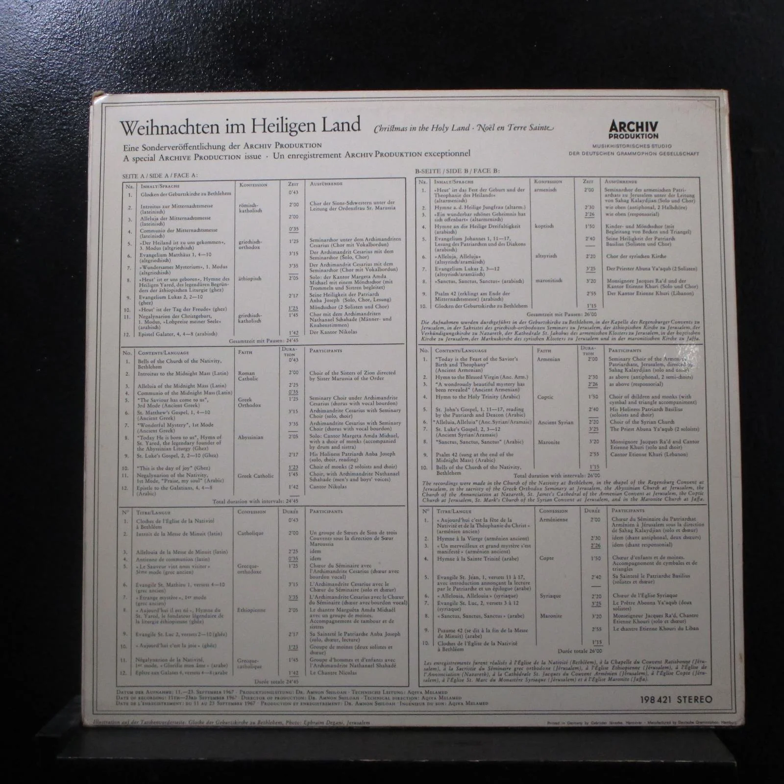 Various - Weihnachten Im Heiligen Land LP Mint- 198 421 Germany Vinyl Record - Image 2